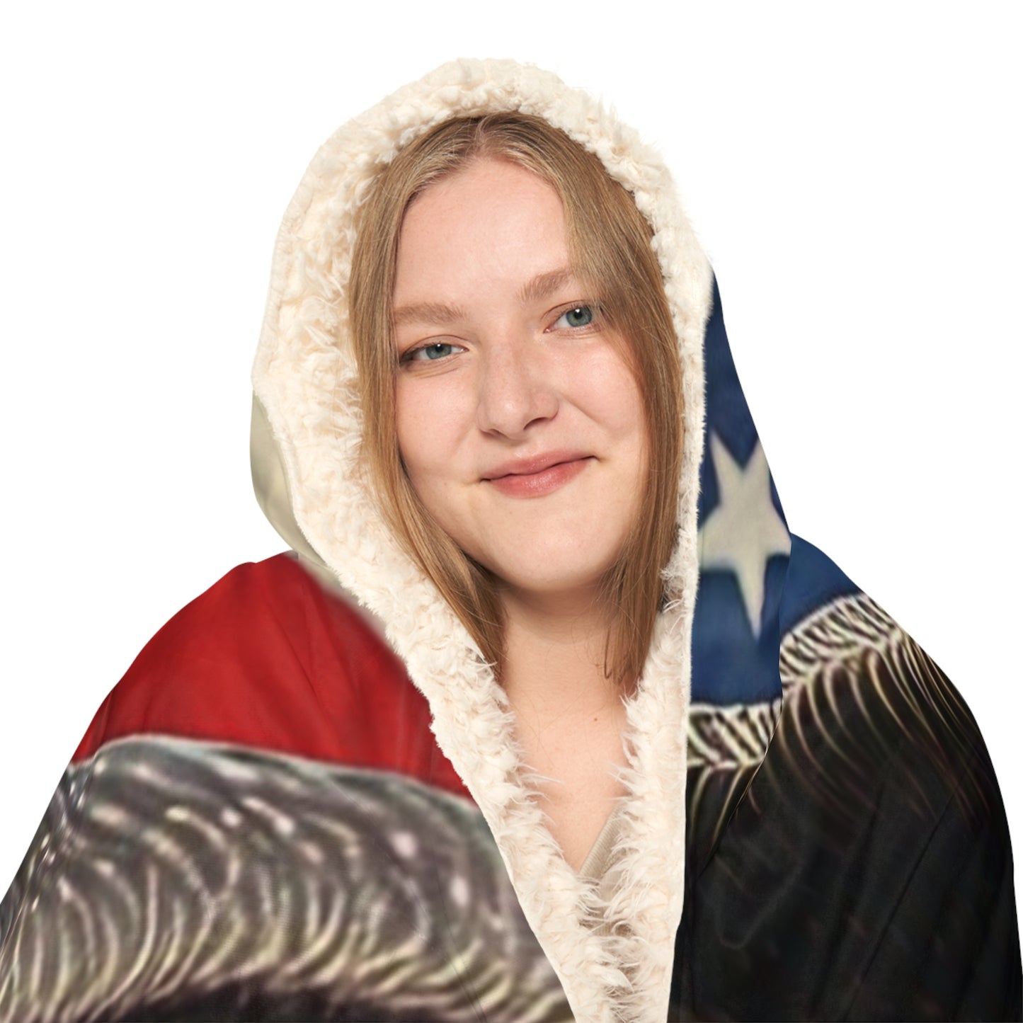 Patriotic Eagles Snuggle Blanket | Cozy Hooded Throw for Adults | USA Flag Design | Perfect for Camping, Outdoor Events, Holidays