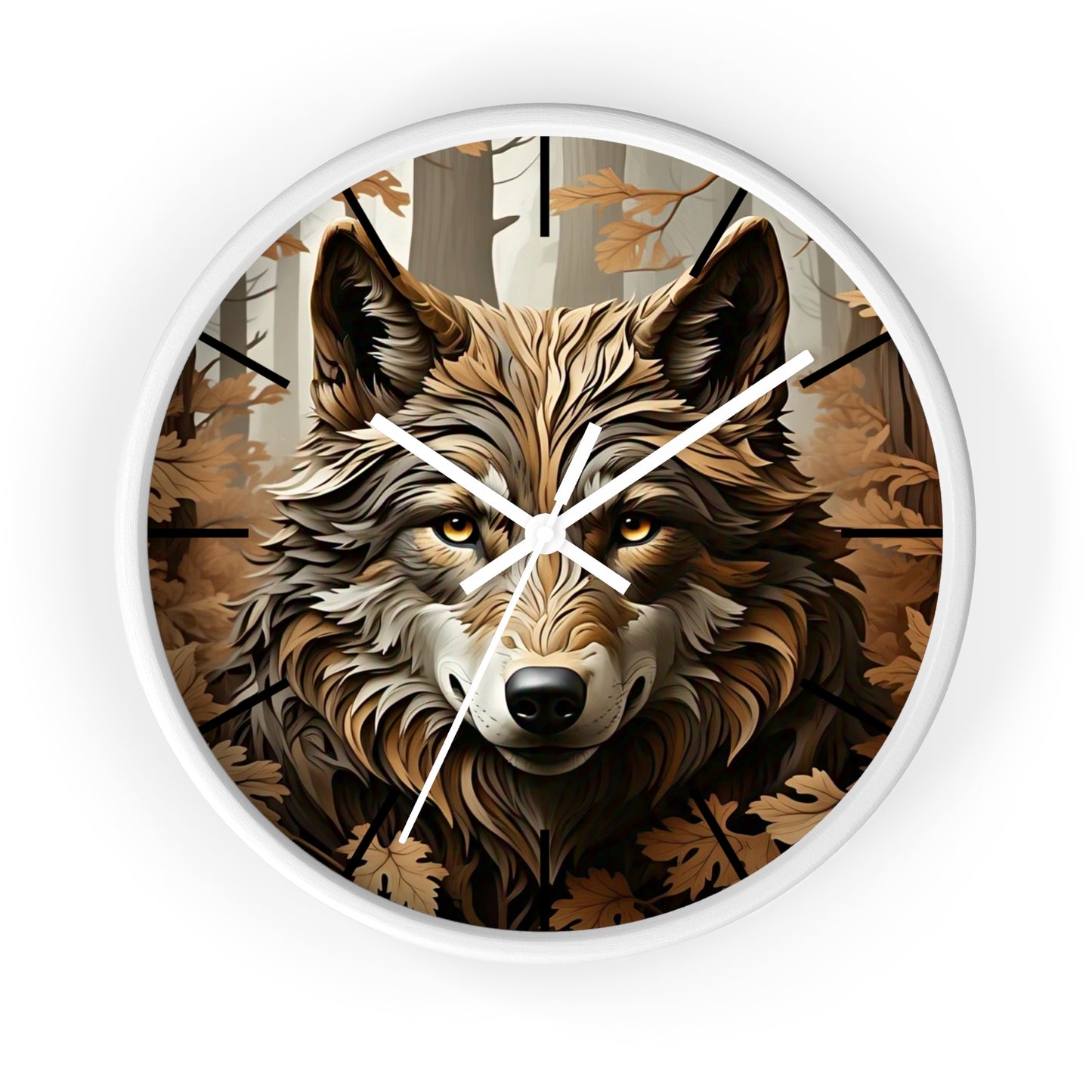 Wolf-Themed Wall Clock | Rustic Home Decor, Animal Lovers Gift, Woodland Lodge Accent, Nature-Inspired Wall Art, Unique Timepiece