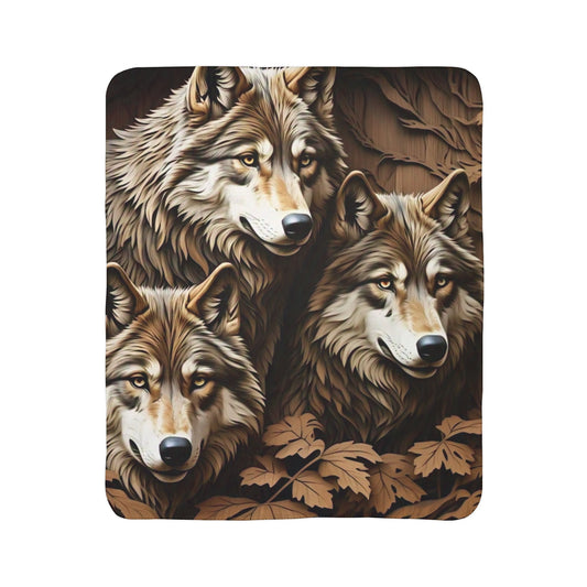Cozy Wolf Fleece Sherpa Blanket | Wildlife Throw, Cuddle Blanket, Cabin Decor, Gift for Animal Lovers, Camping Essential, Home Comfort