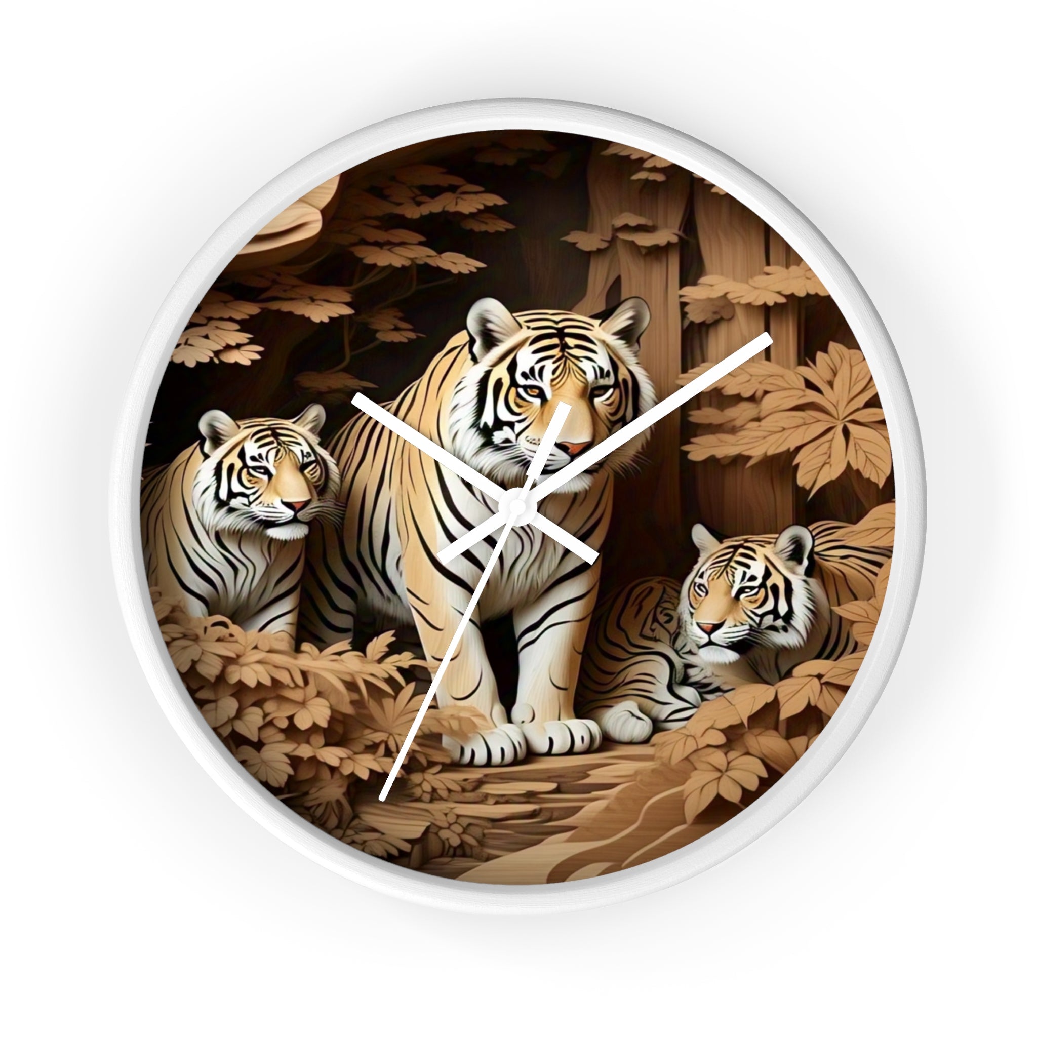 Wild Tiger Family Wall Clock, Jungle Decor, Animal Lover Gift, Unique Home Decor, Nature Wall Art, Vintage Style Clock