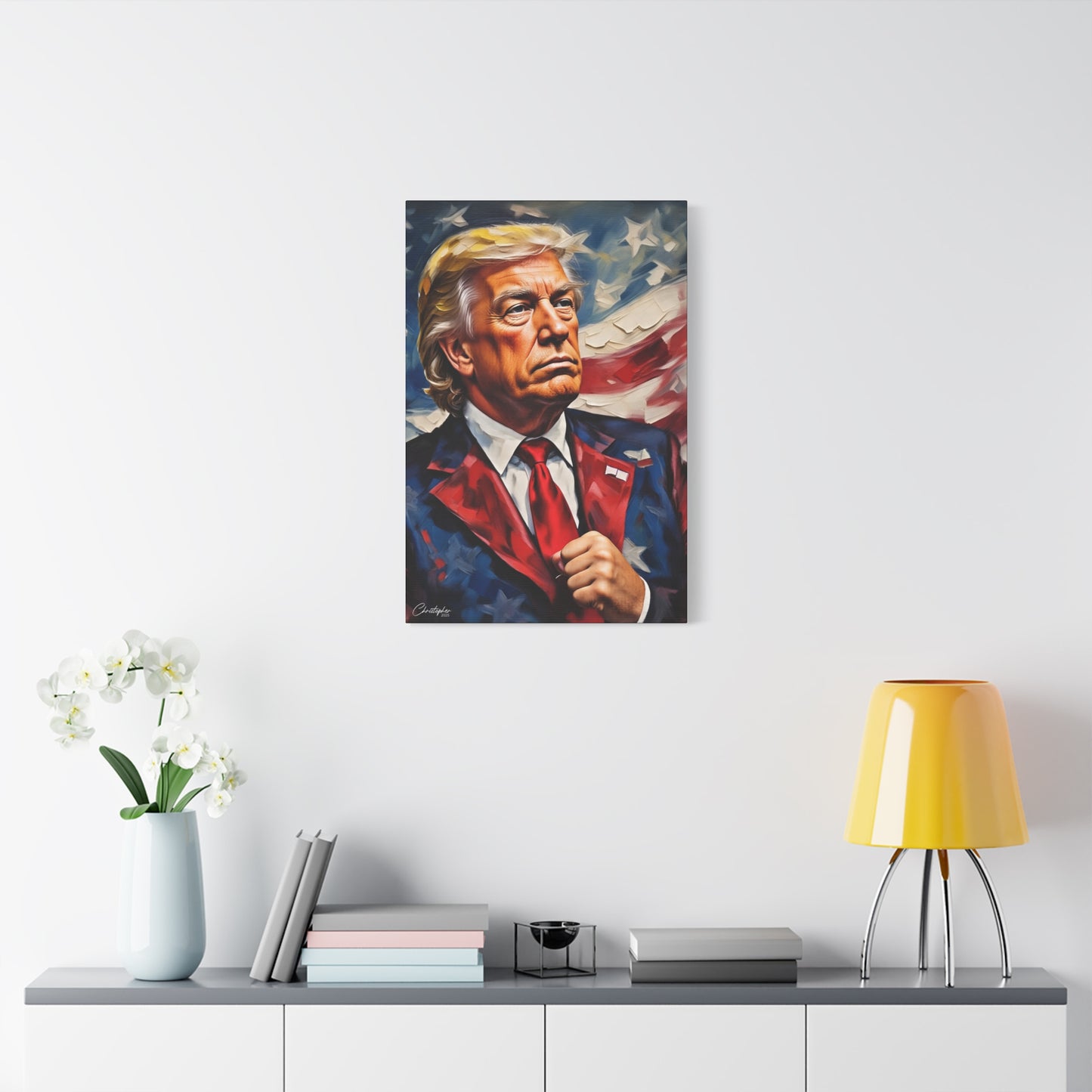 Patriotic Canvas Art, Stretched Wall Decor, Home Office, Gifts for Republicans, Political Enthusiasts, Americana Artwork