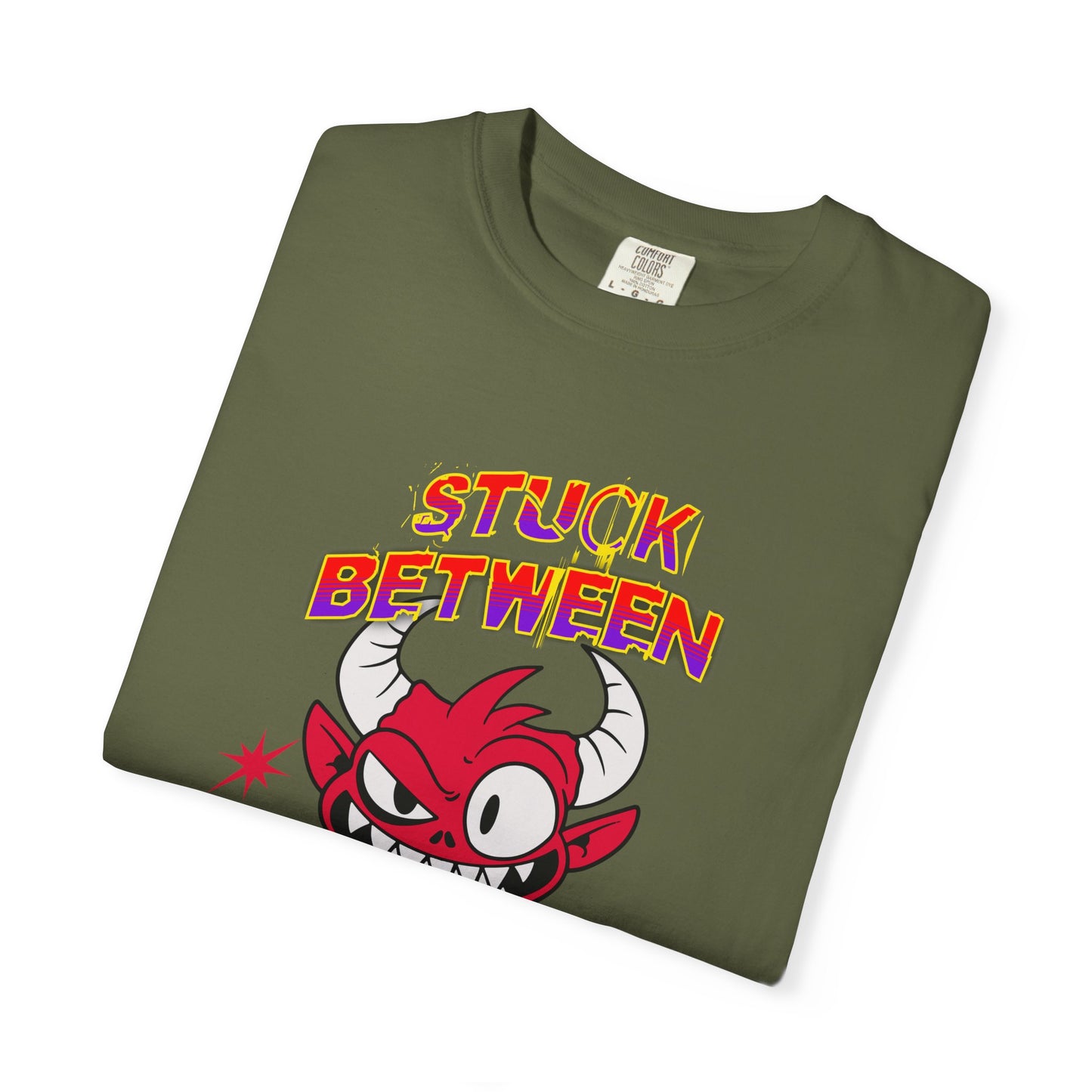 Vivid Graphic Tee with Playful Devil Design, Unisex Casual T-shirt, Perfect for Halloween & Fun Events, Gift for Friends, Trendy Streetwear
