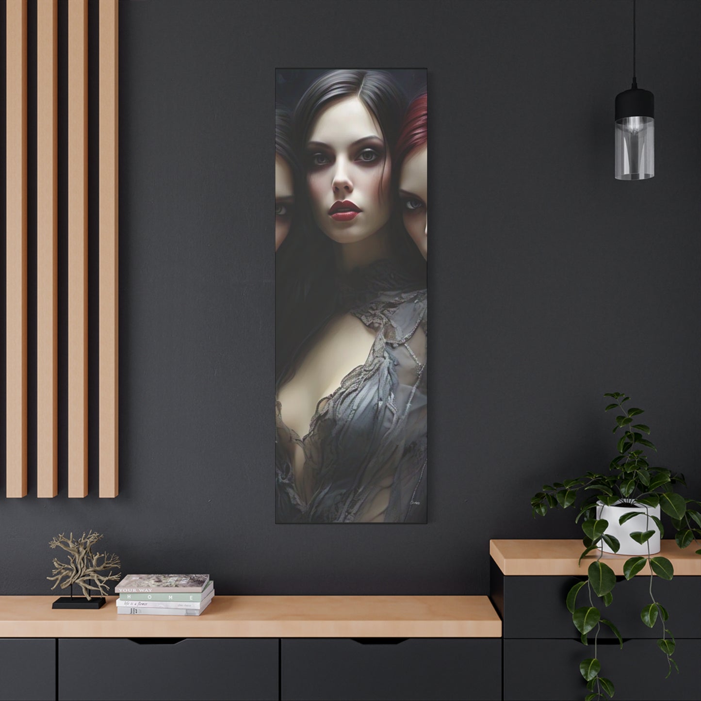 Gothic Wall Art Canvas, Fantasy Home Decor, Unique Gift for Halloween, Witchy Vibe Art, Dark Aesthetic Room Decor