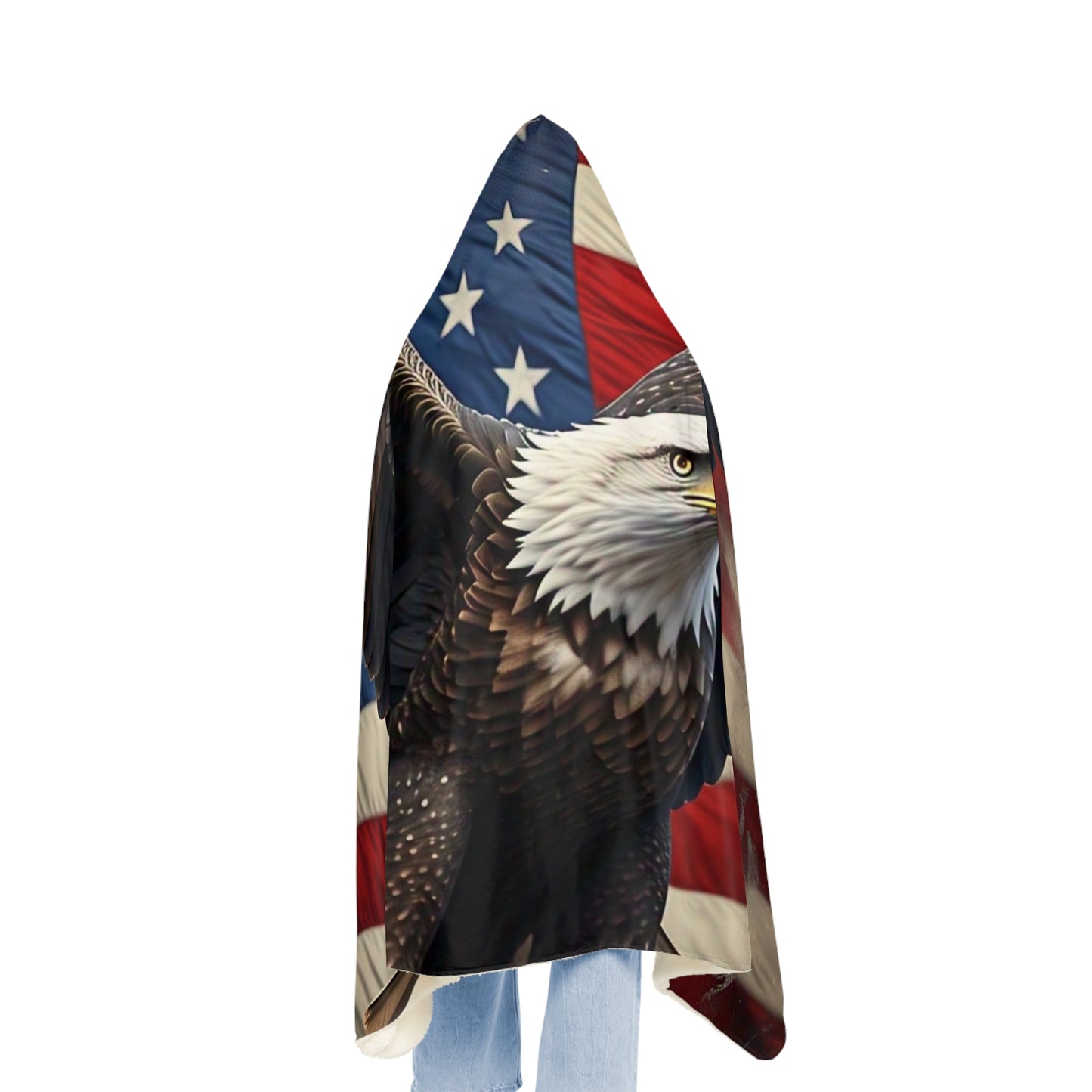 Patriotic Eagles Snuggle Blanket | Cozy Hooded Throw for Adults | USA Flag Design | Perfect for Camping, Outdoor Events, Holidays