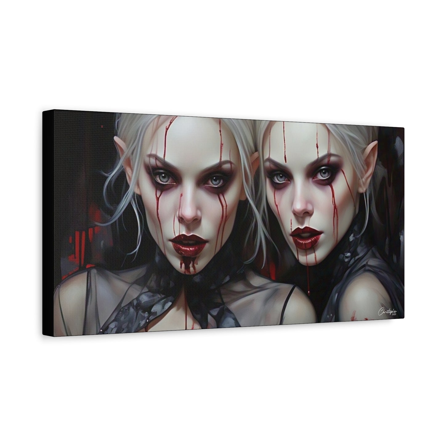 Gothic Canvas Art Print, Dark Fantasy Wall Decor, Horror Art, Halloween Home Decor, Vampire Artwork, Unique Gift for Spooky Season