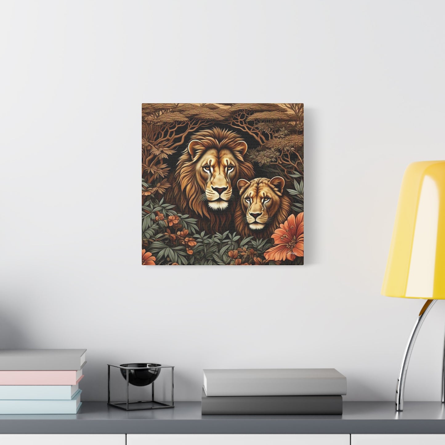 Majestic Lion Family Canvas Wall Art, Animal Lovers Decor, Wildlife Home Accent, Gift for Nature Enthusiasts, Meaningful Family Art