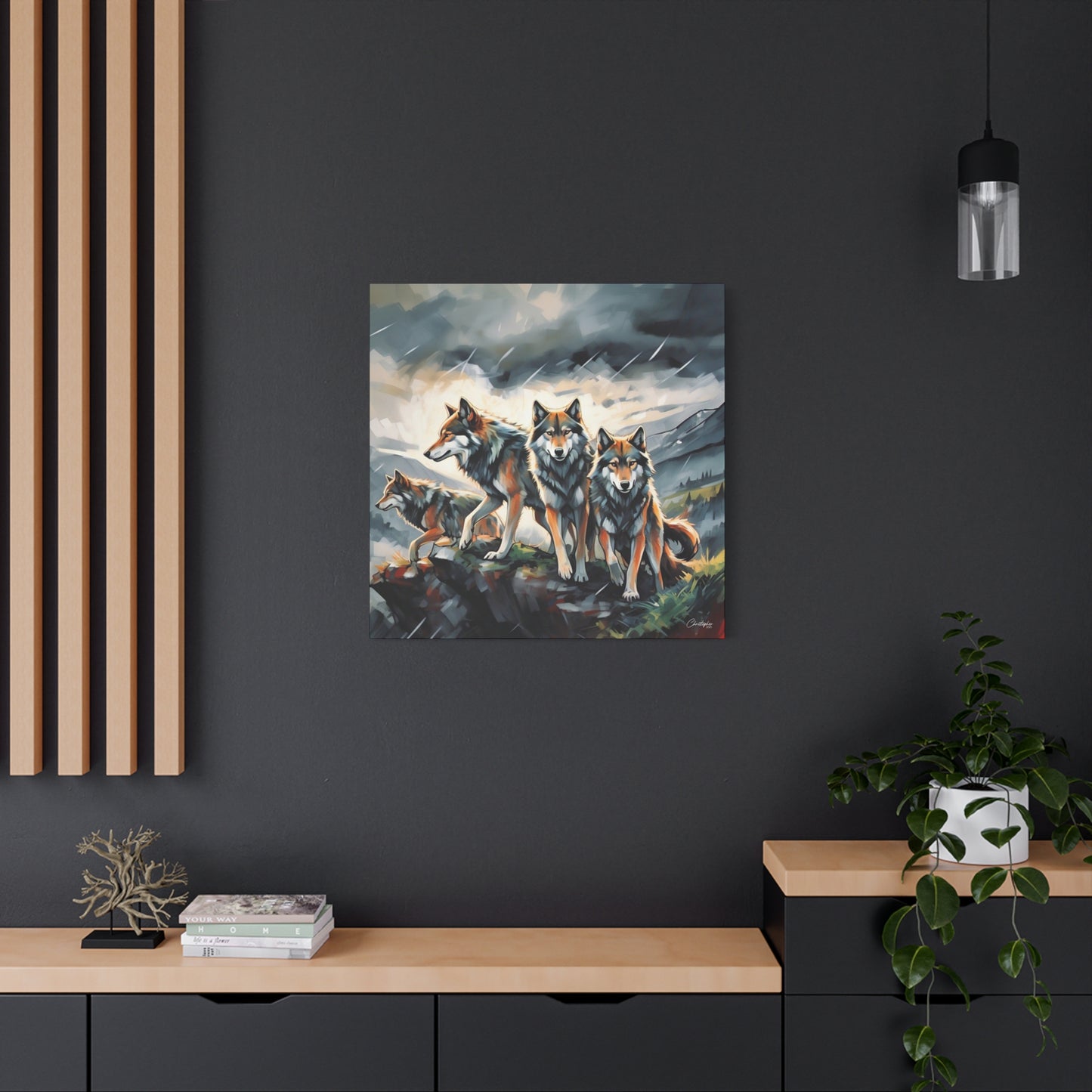 Wolf Family Matte Canvas Art, Home Decor, Animal Lovers Gift, Nature Wall Art, Wildlife Art Print, Outdoor Enthusiasts Decor