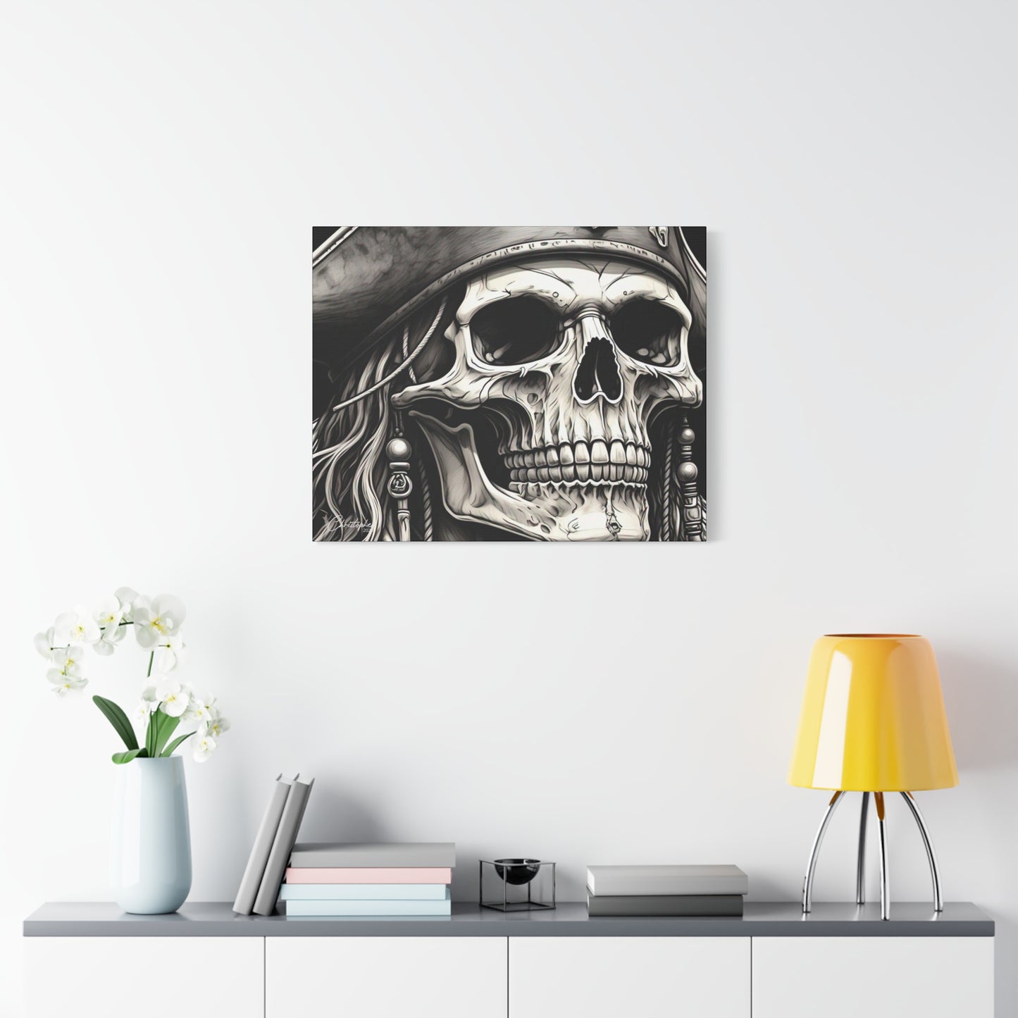 Pirate Skull Canvas Art - Edgy Gothic Decor, Wall Art for Halloween, Gothic Home Decor, Pirate Theme, Gift for Him