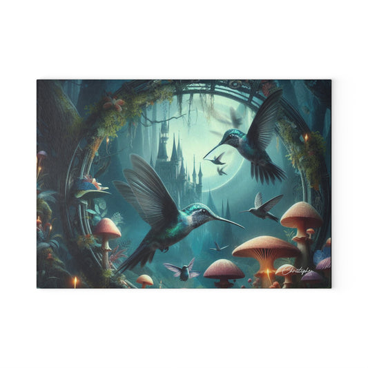 Enchanting Hummingbird Glass Cutting Board - Magical Kitchen Decor