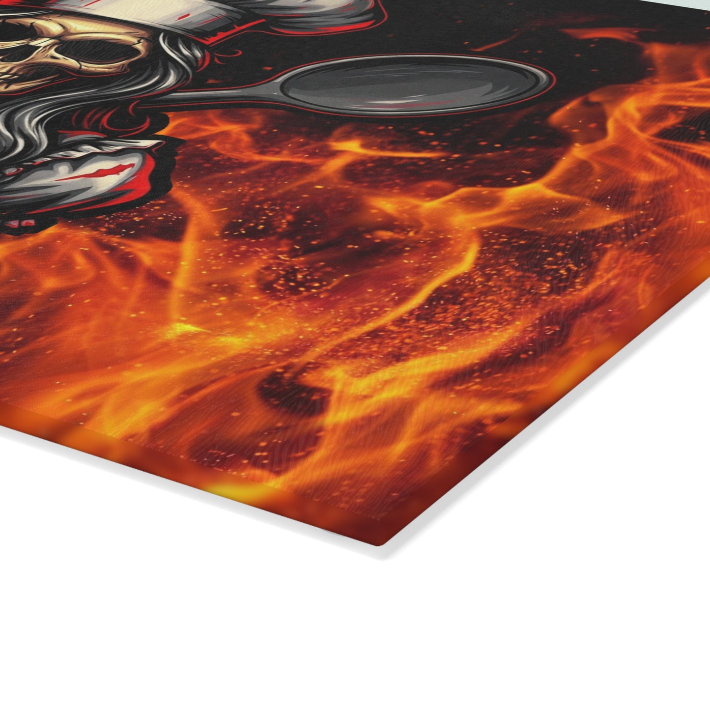 Sassy Skull Chef Glass Cutting Board - Fire & Spice Cooking Accessory