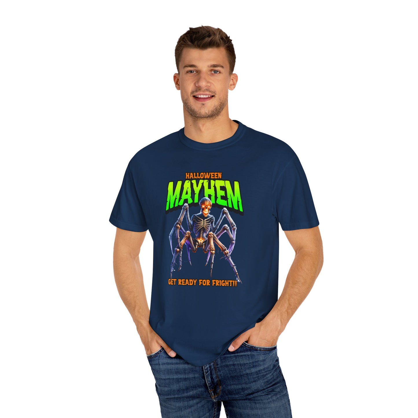 Halloween Mayhem Unisex T-Shirt, Spooky Tee for Men & Women, Perfect for Halloween Parties, Trick or Treat, Eerie Vibes, Unique Costume