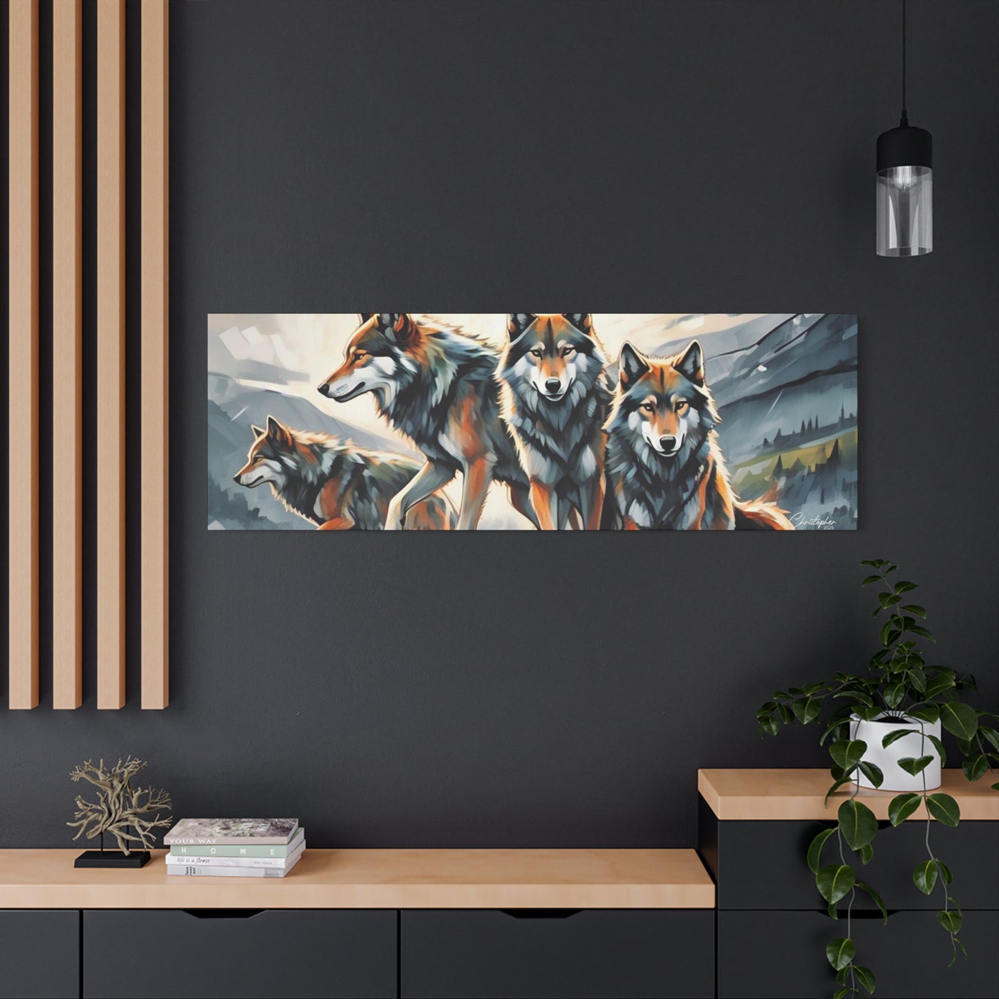 Wolf Family Matte Canvas Art, Home Decor, Animal Lovers Gift, Nature Wall Art, Wildlife Art Print, Outdoor Enthusiasts Decor