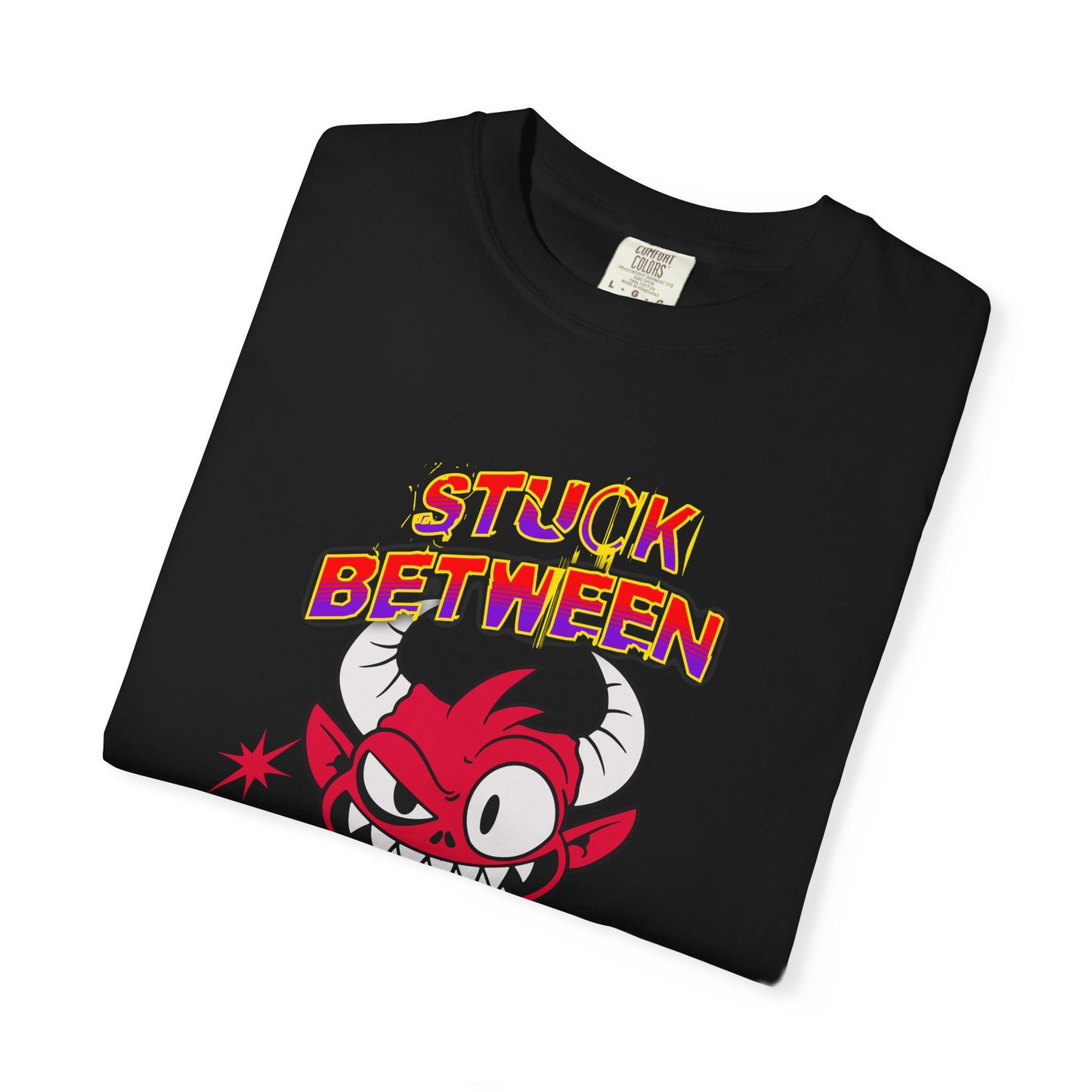 Vivid Graphic Tee with Playful Devil Design, Unisex Casual T-shirt, Perfect for Halloween & Fun Events, Gift for Friends, Trendy Streetwear