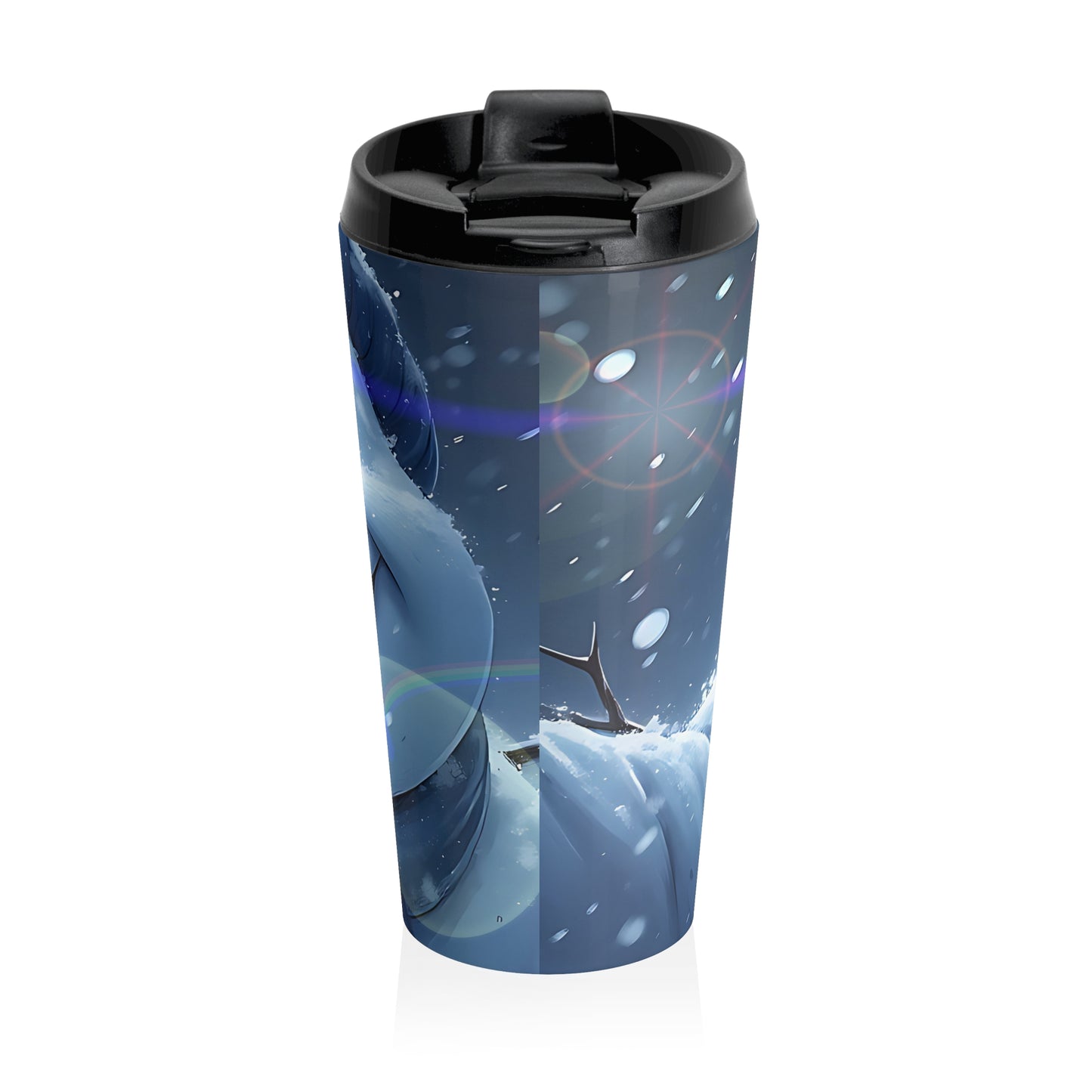 Snowman (christmas selfies) Stainless Steel Travel Mug - Fun Winter Coffee Tumbler