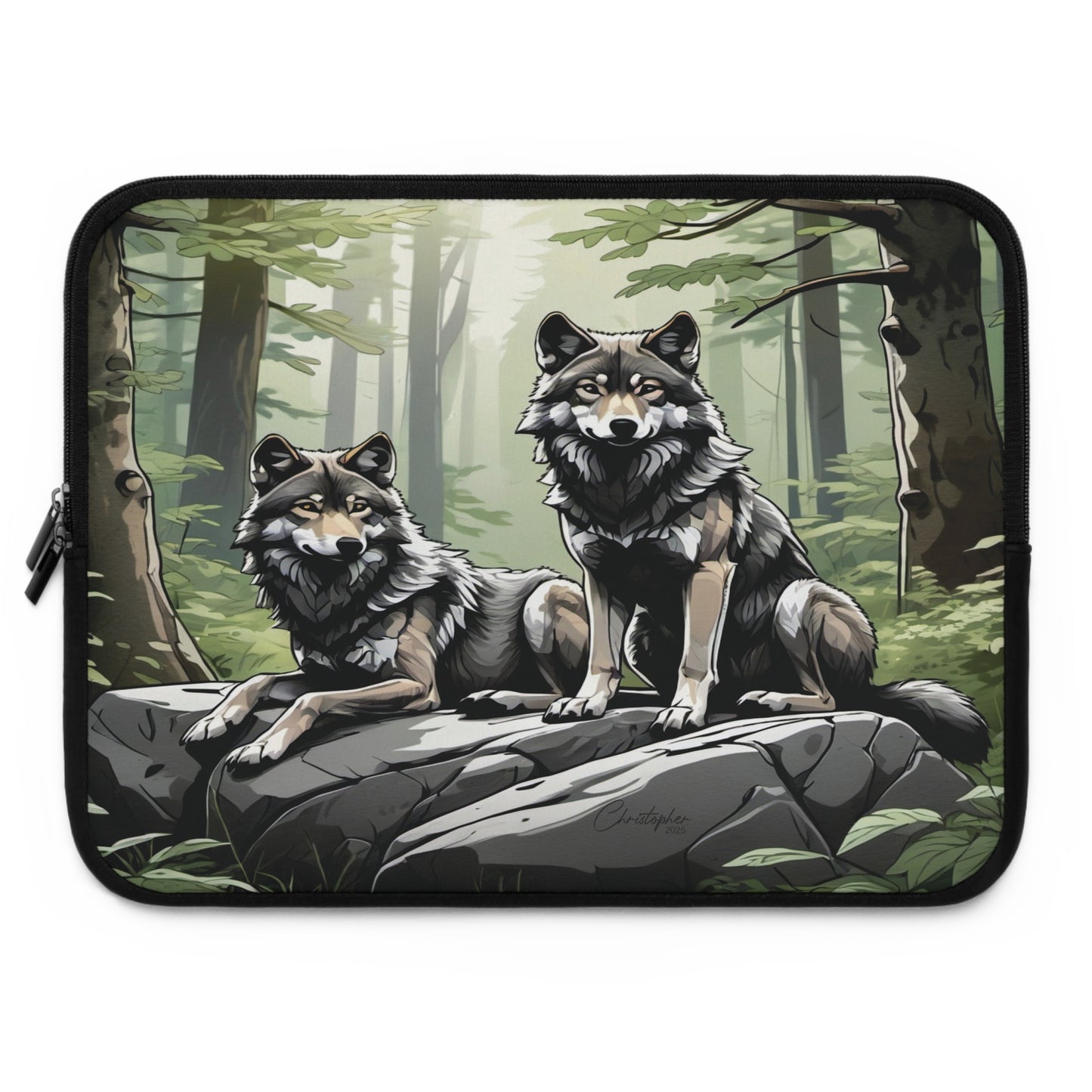 Wolf Pack Laptop Sleeve, Laptop Case, Wildlife Sleeve, Forest Animal Laptop Bag, Gift for Nature Lovers, Eco-Friendly Tech Sleeve