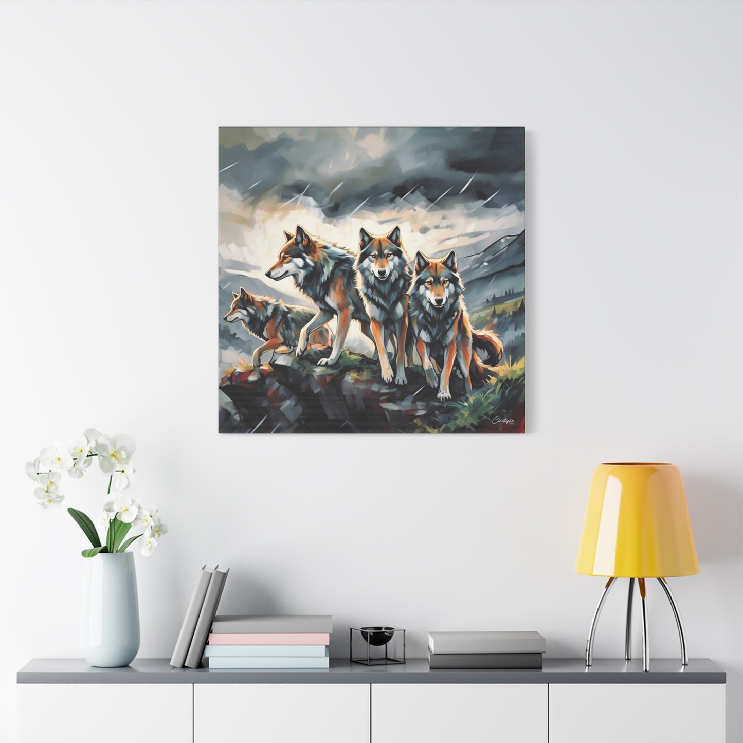 Wolf Family Matte Canvas Art, Home Decor, Animal Lovers Gift, Nature Wall Art, Wildlife Art Print, Outdoor Enthusiasts Decor