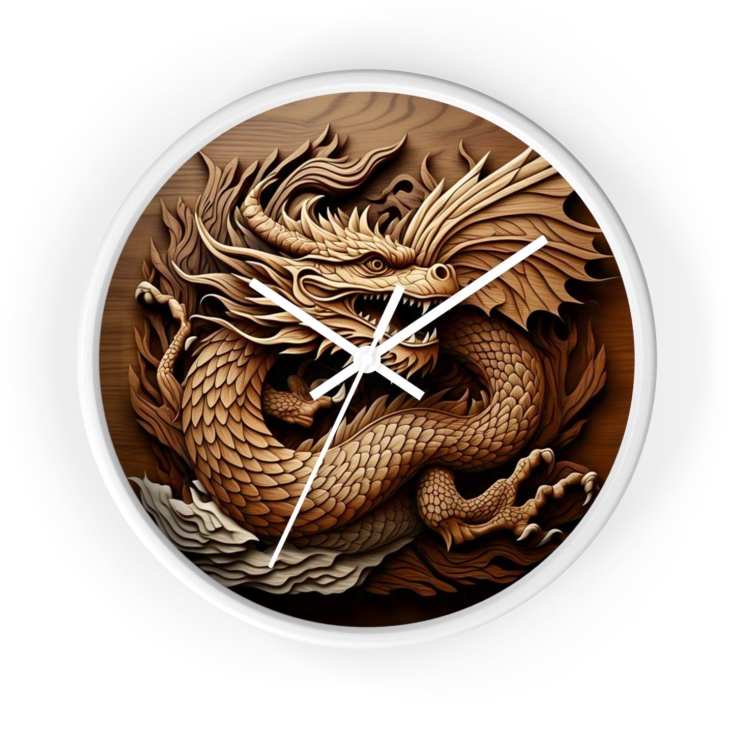 Dragon Carved Wall Clock, Fantasy Home Decor, Unique Gift for Him, Asian Art Clock, Dragon Clock for Festival Decoration
