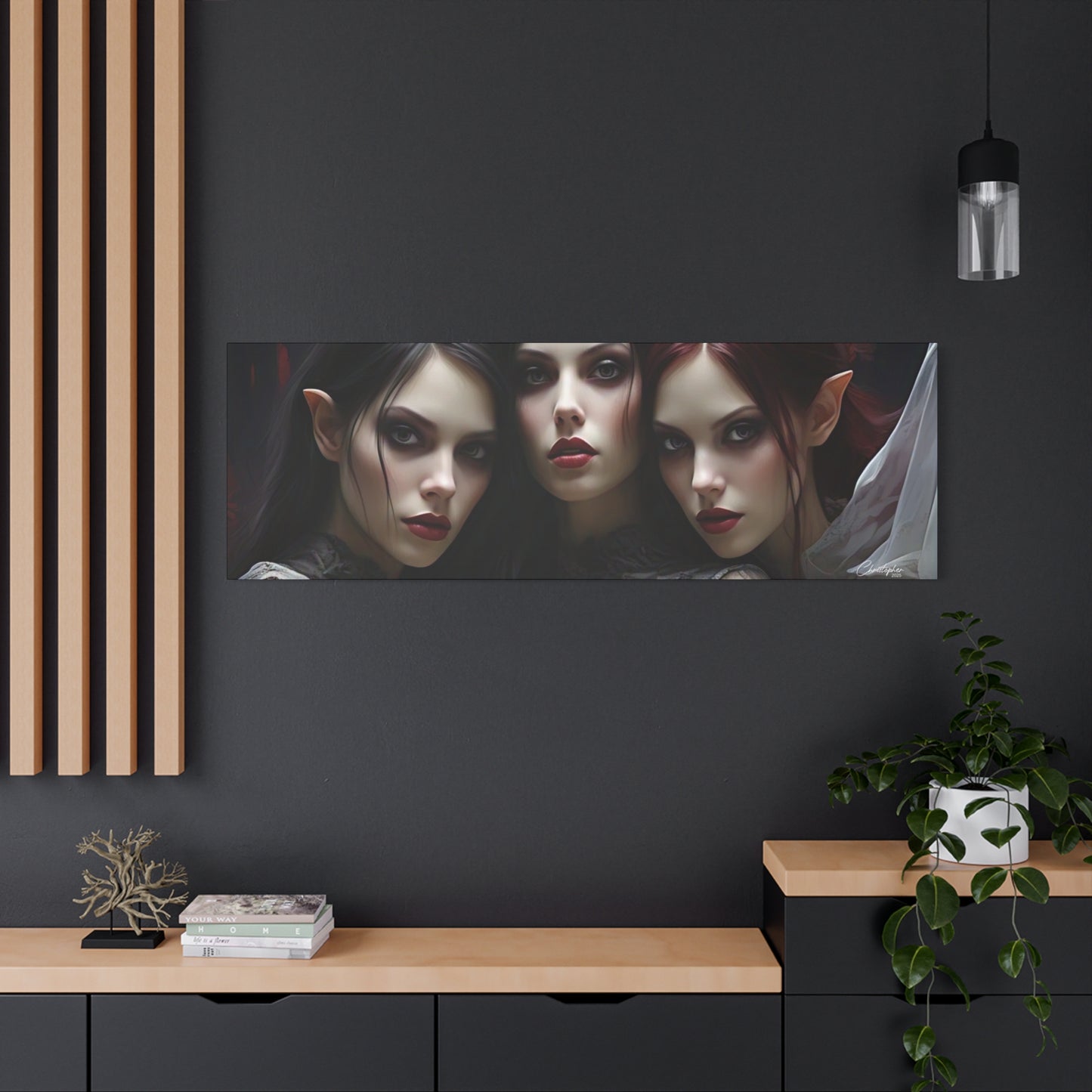 Gothic Wall Art Canvas, Fantasy Home Decor, Unique Gift for Halloween, Witchy Vibe Art, Dark Aesthetic Room Decor