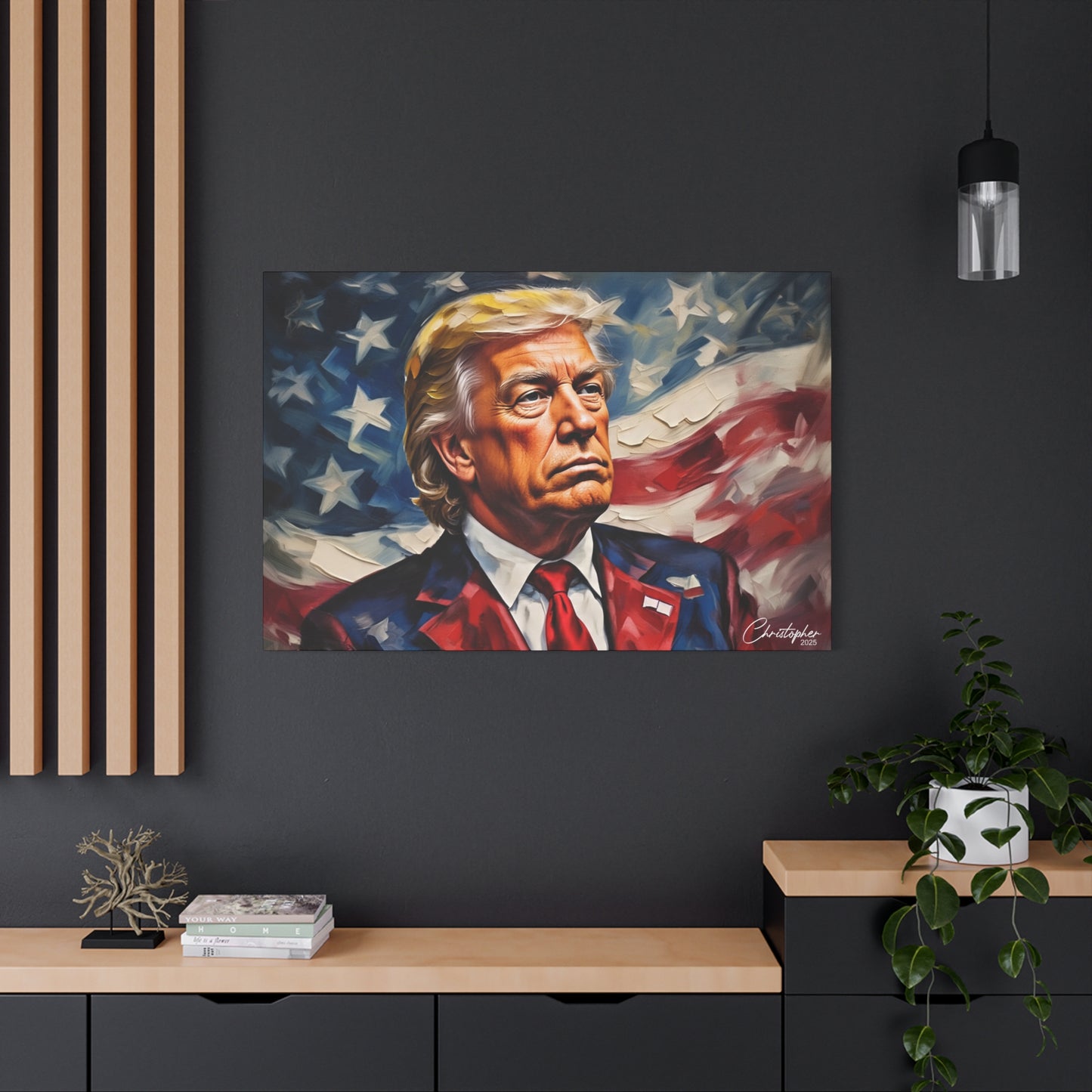 Patriotic Canvas Art, Stretched Wall Decor, Home Office, Gifts for Republicans, Political Enthusiasts, Americana Artwork