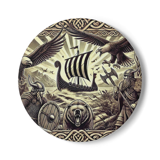 Norse Mythology Ceramic Coaster - Viking Art Decor, Rustic Drinkware, Gift for Men, Housewarming, Unique Bar Accessory