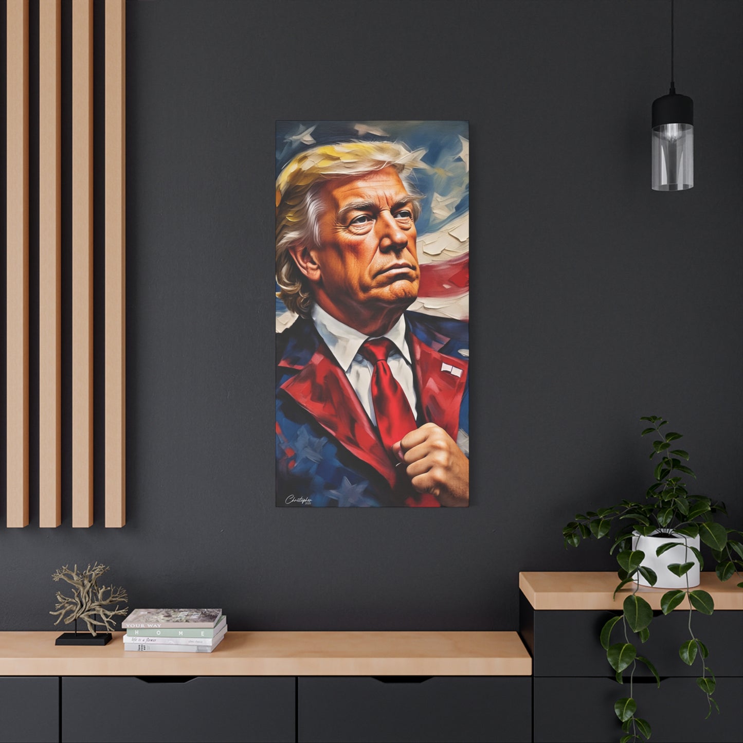 Patriotic Canvas Art, Stretched Wall Decor, Home Office, Gifts for Republicans, Political Enthusiasts, Americana Artwork