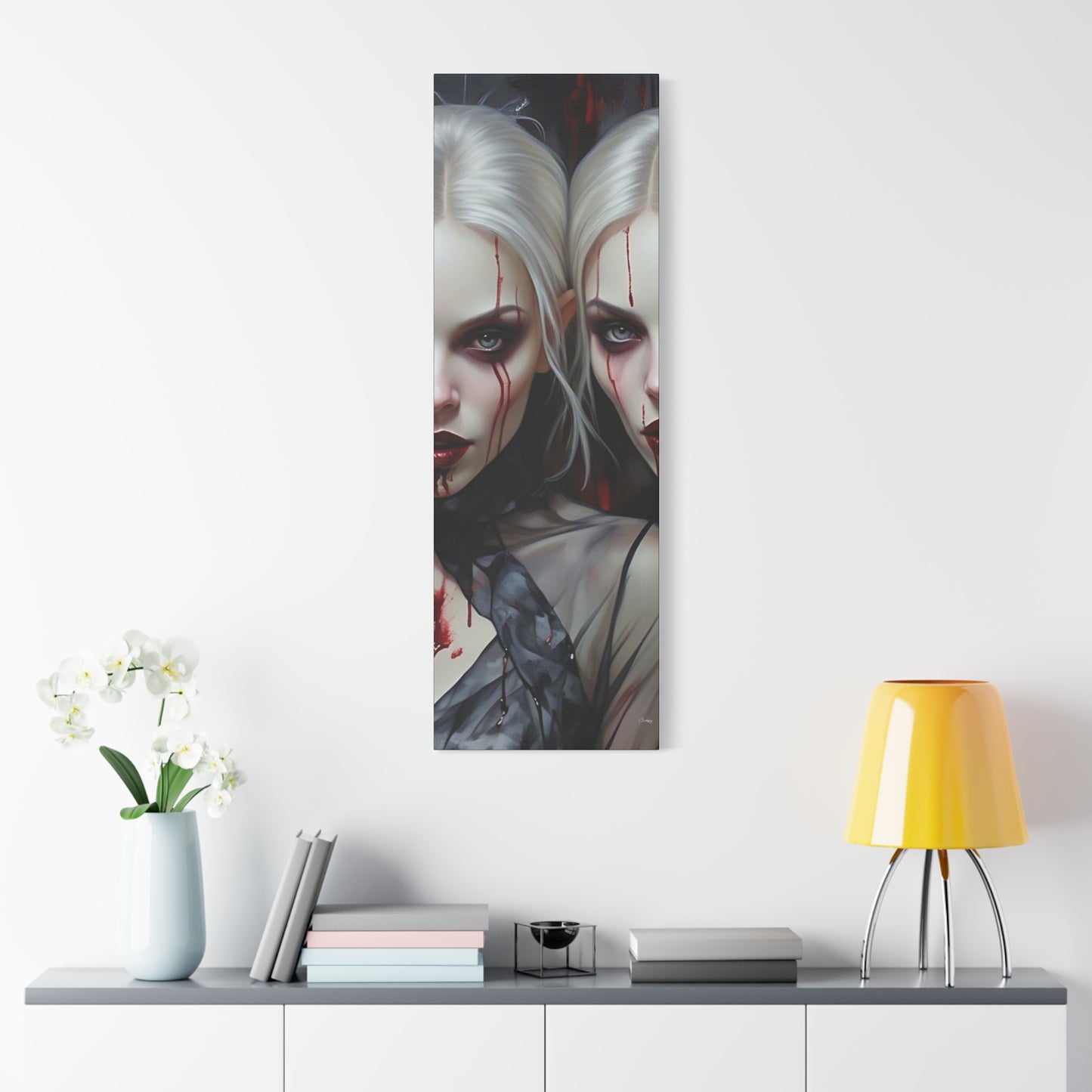 Gothic Canvas Art Print, Dark Fantasy Wall Decor, Horror Art, Halloween Home Decor, Vampire Artwork, Unique Gift for Spooky Season
