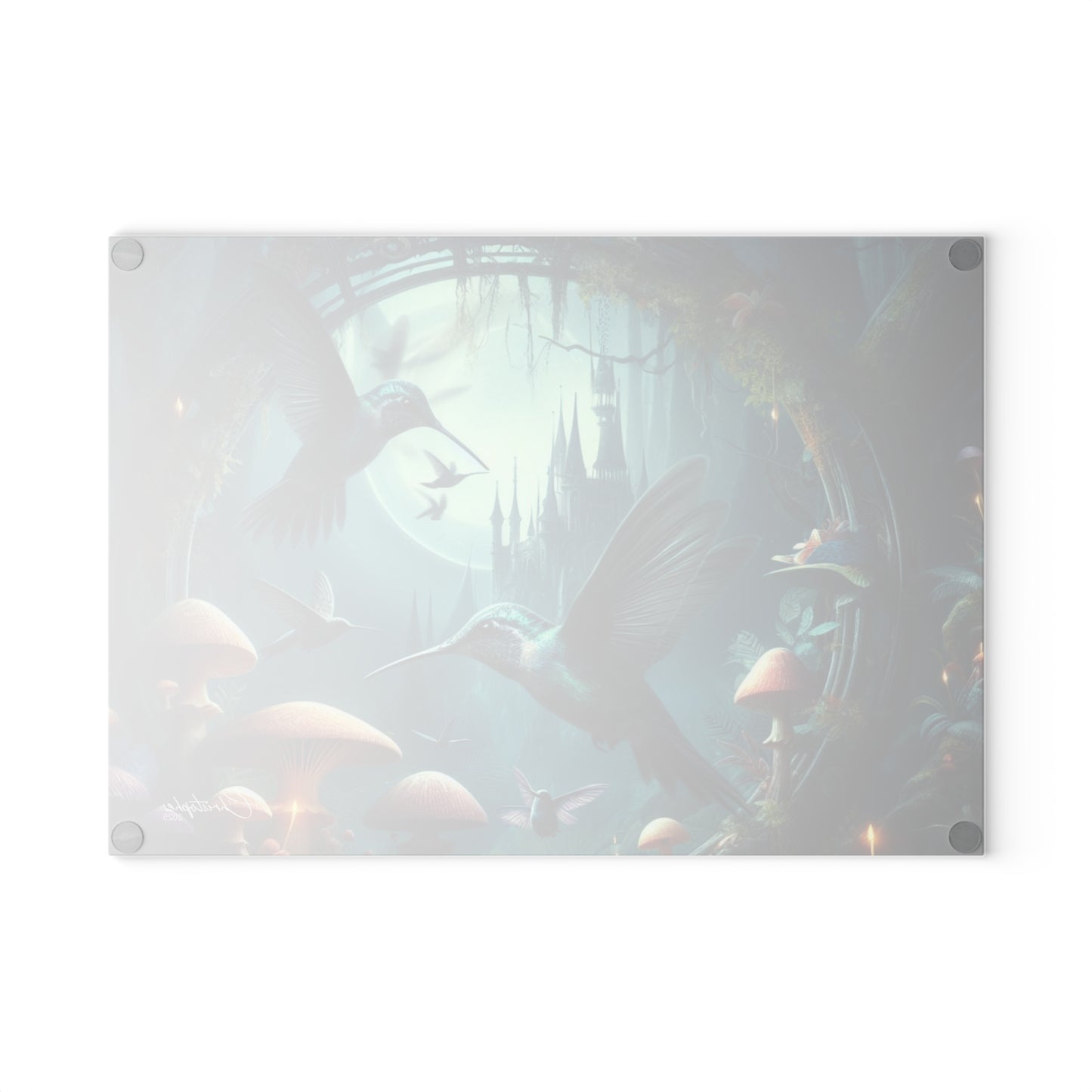 Enchanting Hummingbird Glass Cutting Board - Magical Kitchen Decor