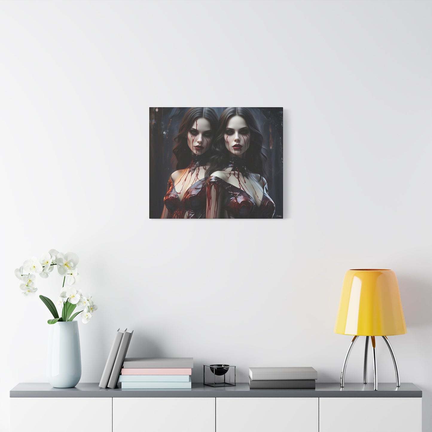 Gothic Vampire Canvas Art, Wall Decor, Horror Artwork, Halloween Home Decor, Spooky Room Accent, Unique Gift Idea