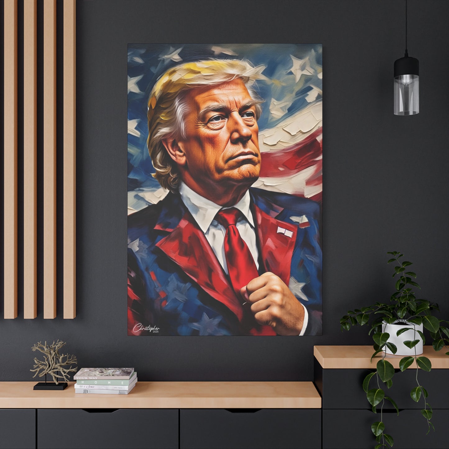 Patriotic Canvas Art, Stretched Wall Decor, Home Office, Gifts for Republicans, Political Enthusiasts, Americana Artwork