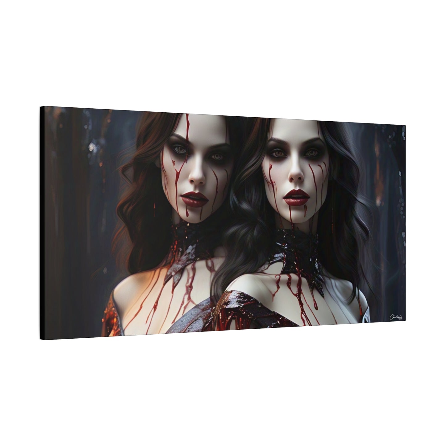 Gothic Vampire Canvas Art, Wall Decor, Horror Artwork, Halloween Home Decor, Spooky Room Accent, Unique Gift Idea