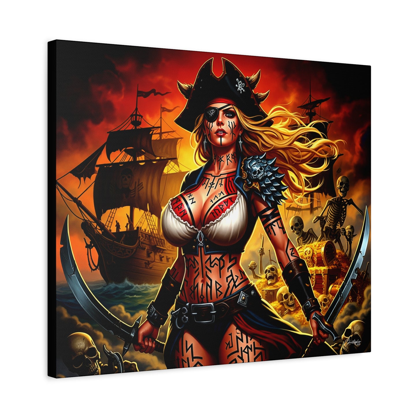 Bold Pirate Canvas Print, Nautical Wall Art, Gothic Home Decor, Pirate Lover Gift, Spooky Halloween Decoration, Adventure Wall Hanging