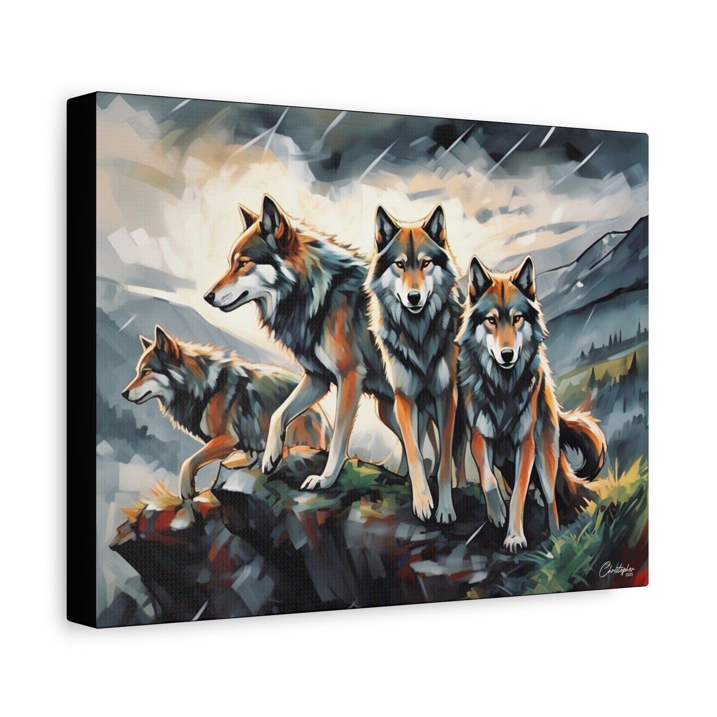 Wolf Family Matte Canvas Art, Home Decor, Animal Lovers Gift, Nature Wall Art, Wildlife Art Print, Outdoor Enthusiasts Decor