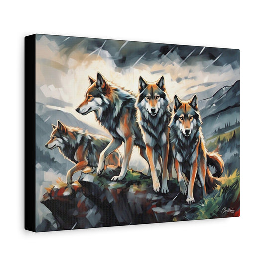 Wolf Family Matte Canvas Art, Home Decor, Animal Lovers Gift, Nature Wall Art, Wildlife Art Print, Outdoor Enthusiasts Decor