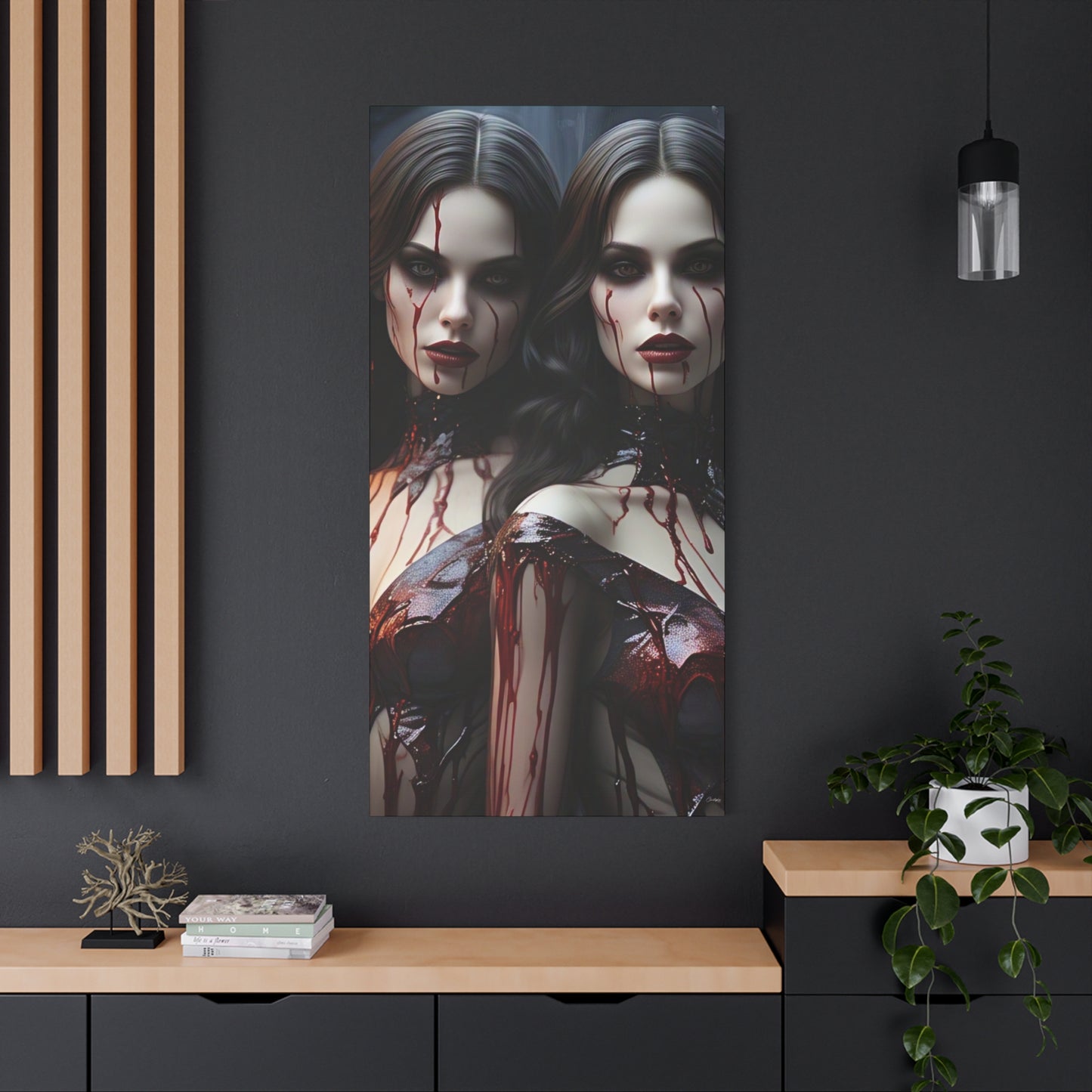 Gothic Vampire Canvas Art, Wall Decor, Horror Artwork, Halloween Home Decor, Spooky Room Accent, Unique Gift Idea