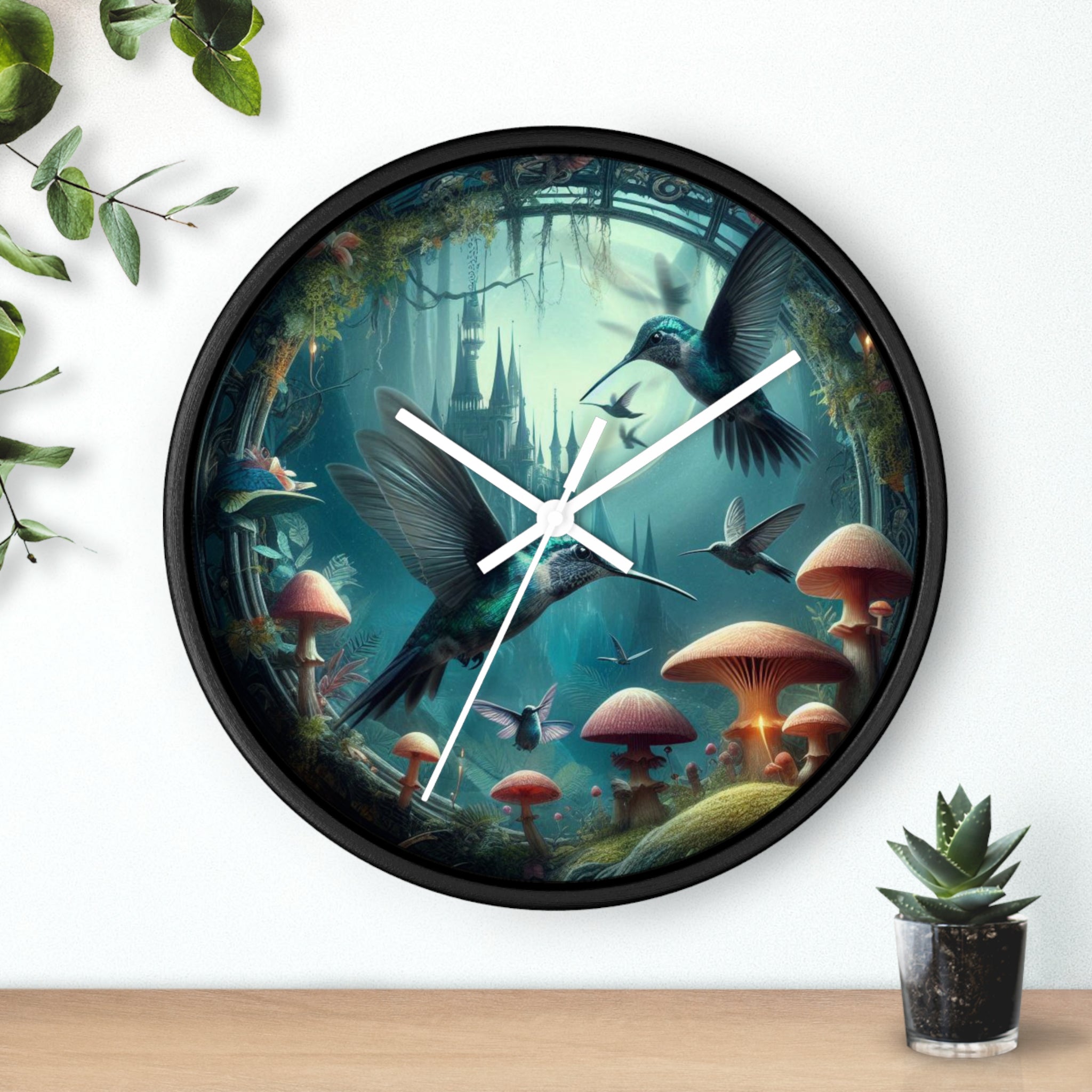 Whimsical Hummingbird Wall Clock - Enchanted Forest Decor, Home Office, Gift for Nature Lovers, Vintage Art, Unique Timepiece