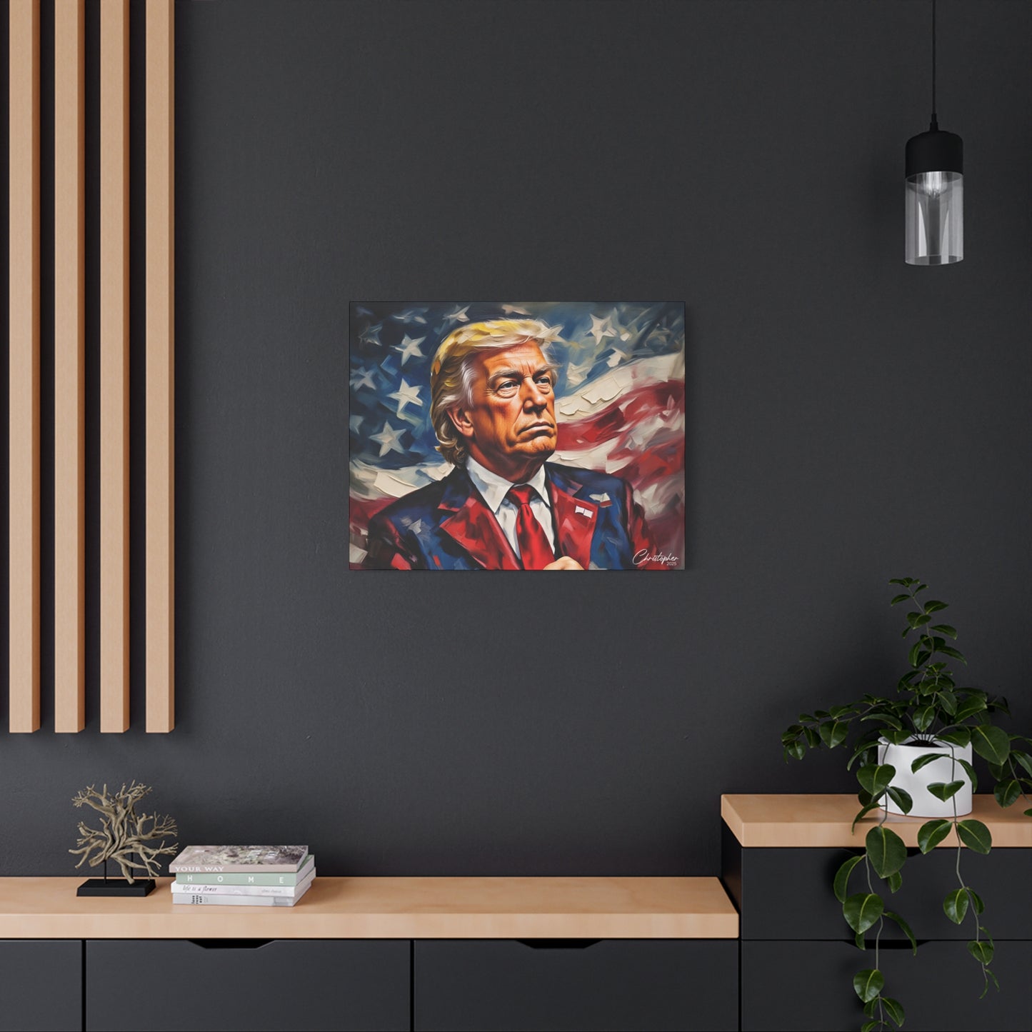 Patriotic Canvas Art, Stretched Wall Decor, Home Office, Gifts for Republicans, Political Enthusiasts, Americana Artwork