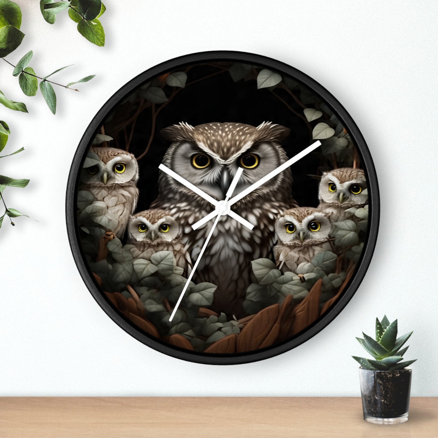 Charming Owl Family Wall Clock, Cute Owl Decor, Nature Lover Gift, Woodland Home Decor, Perfect for Kids Rooms or Bird Enthusiasts