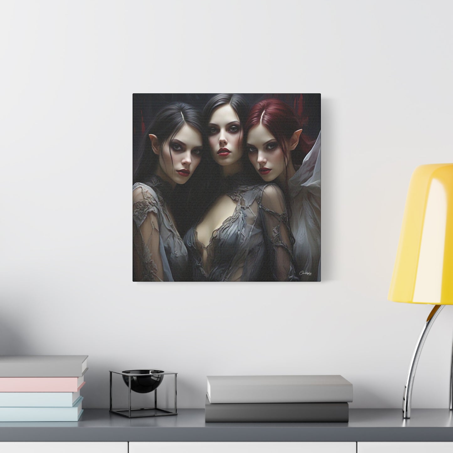 Gothic Wall Art Canvas, Fantasy Home Decor, Unique Gift for Halloween, Witchy Vibe Art, Dark Aesthetic Room Decor