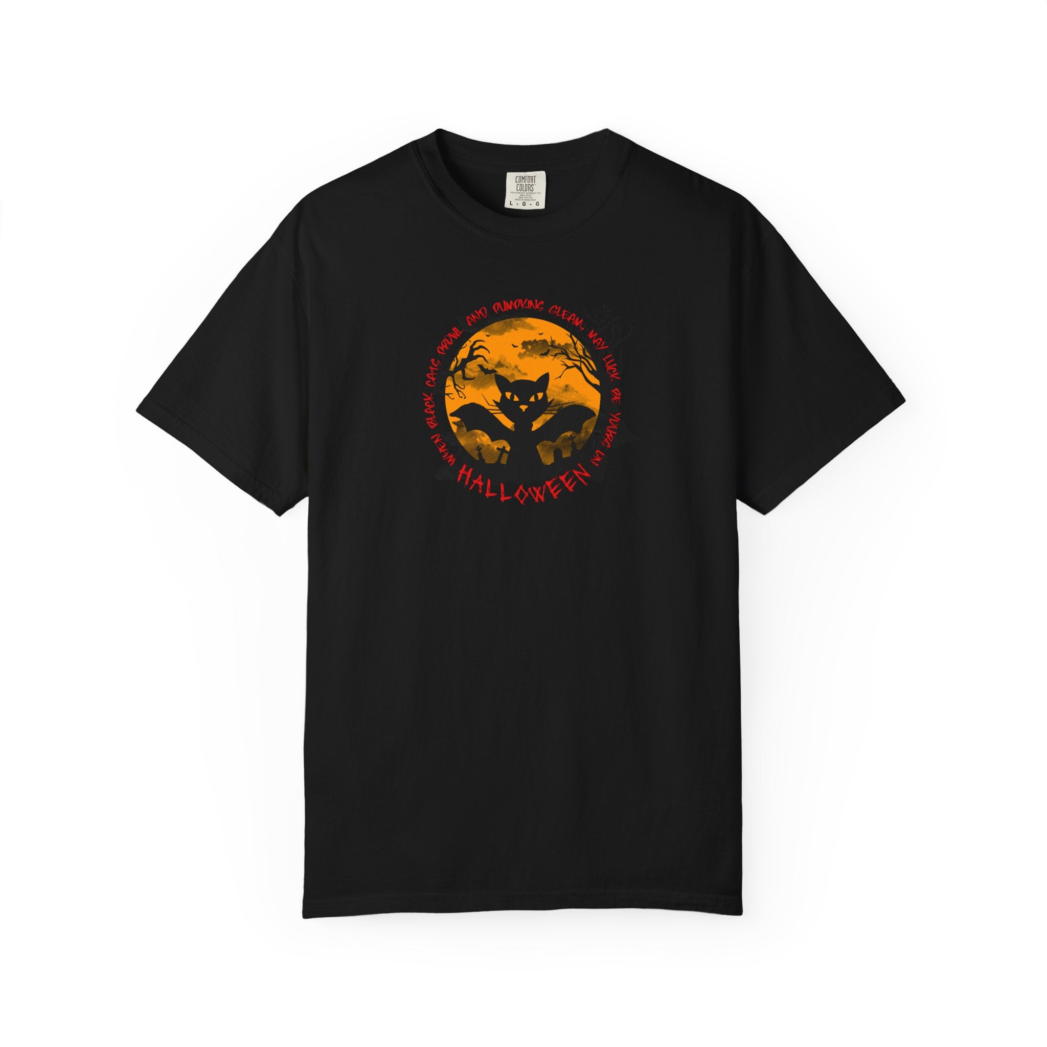 Halloween Cat Unisex T-Shirt, Double Sided, Spooky Tee, Ghostly Gift, Fall Fashion, Holiday Party Wear
