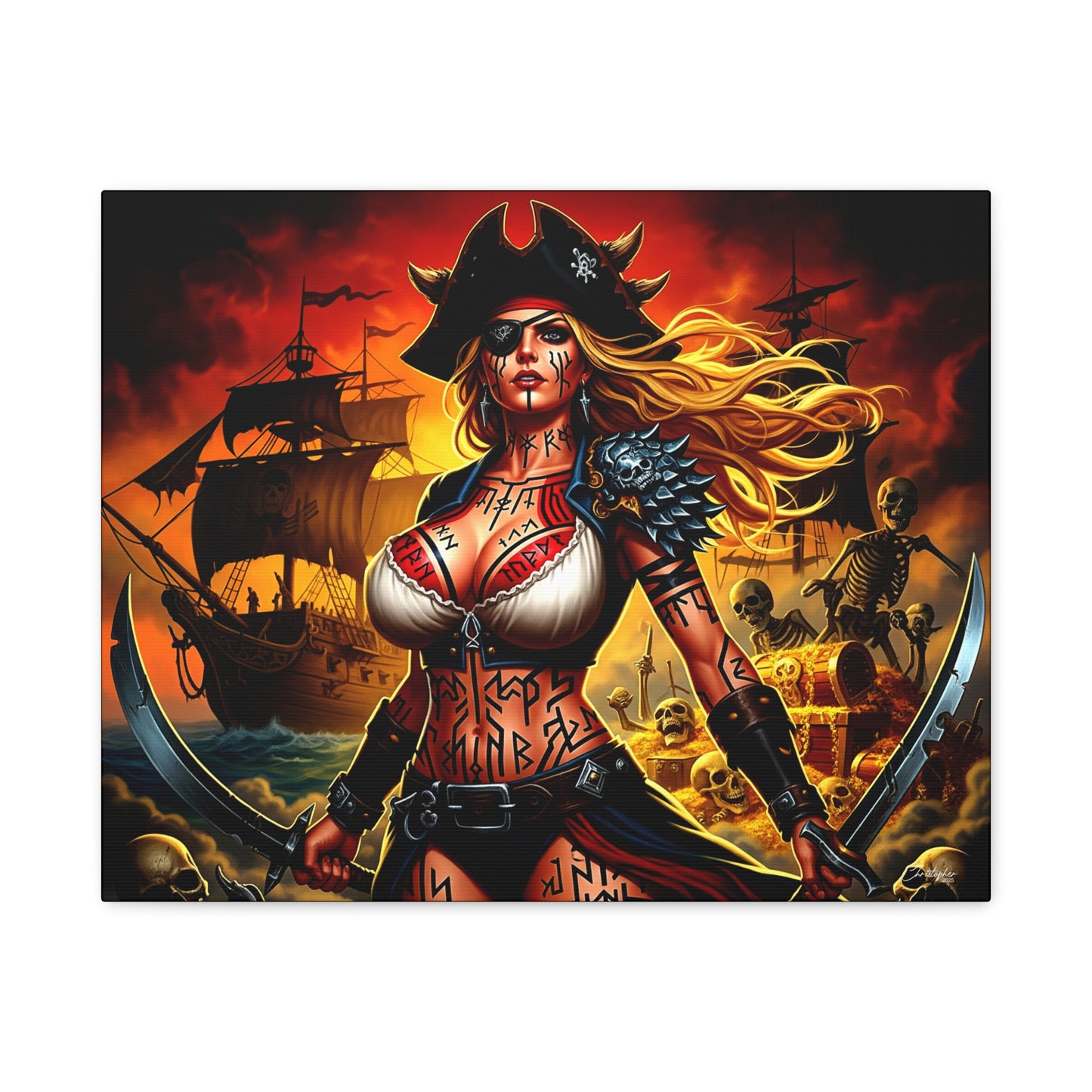 Bold Pirate Canvas Print, Nautical Wall Art, Gothic Home Decor, Pirate Lover Gift, Spooky Halloween Decoration, Adventure Wall Hanging