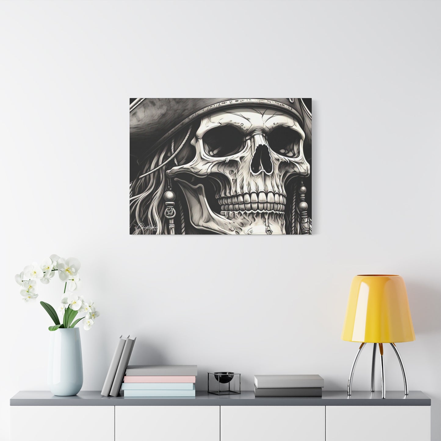Pirate Skull Canvas Art - Edgy Gothic Decor, Wall Art for Halloween, Gothic Home Decor, Pirate Theme, Gift for Him