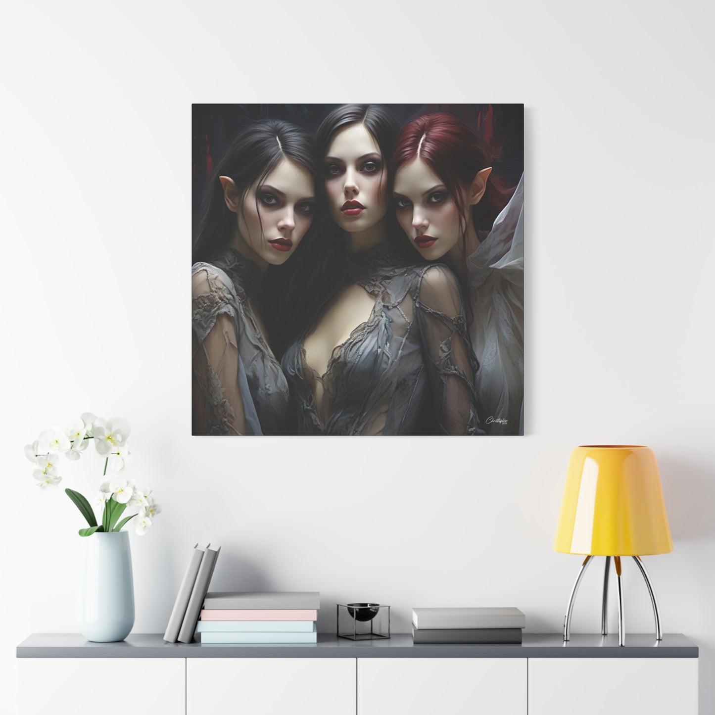 Gothic Wall Art Canvas, Fantasy Home Decor, Unique Gift for Halloween, Witchy Vibe Art, Dark Aesthetic Room Decor