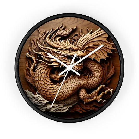 Dragon Carved Wall Clock, Fantasy Home Decor, Unique Gift for Him, Asian Art Clock, Dragon Clock for Festival Decoration