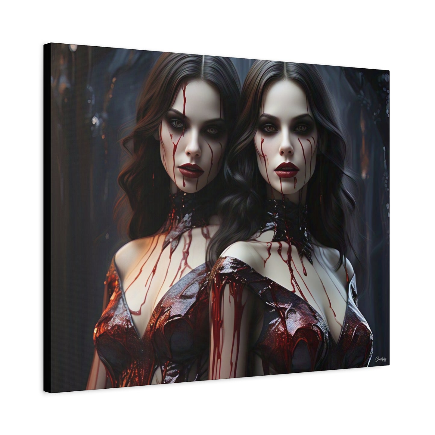 Gothic Vampire Canvas Art, Wall Decor, Horror Artwork, Halloween Home Decor, Spooky Room Accent, Unique Gift Idea