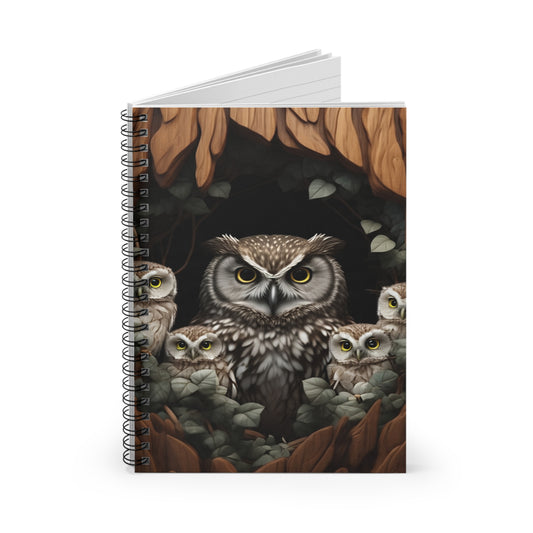 Wisdom in the Woods: Owl-Themed Spiral Notebook, Nature Lover's Journal, Gift for Students, Rustic Home Decor, Perfect for Back-to-School