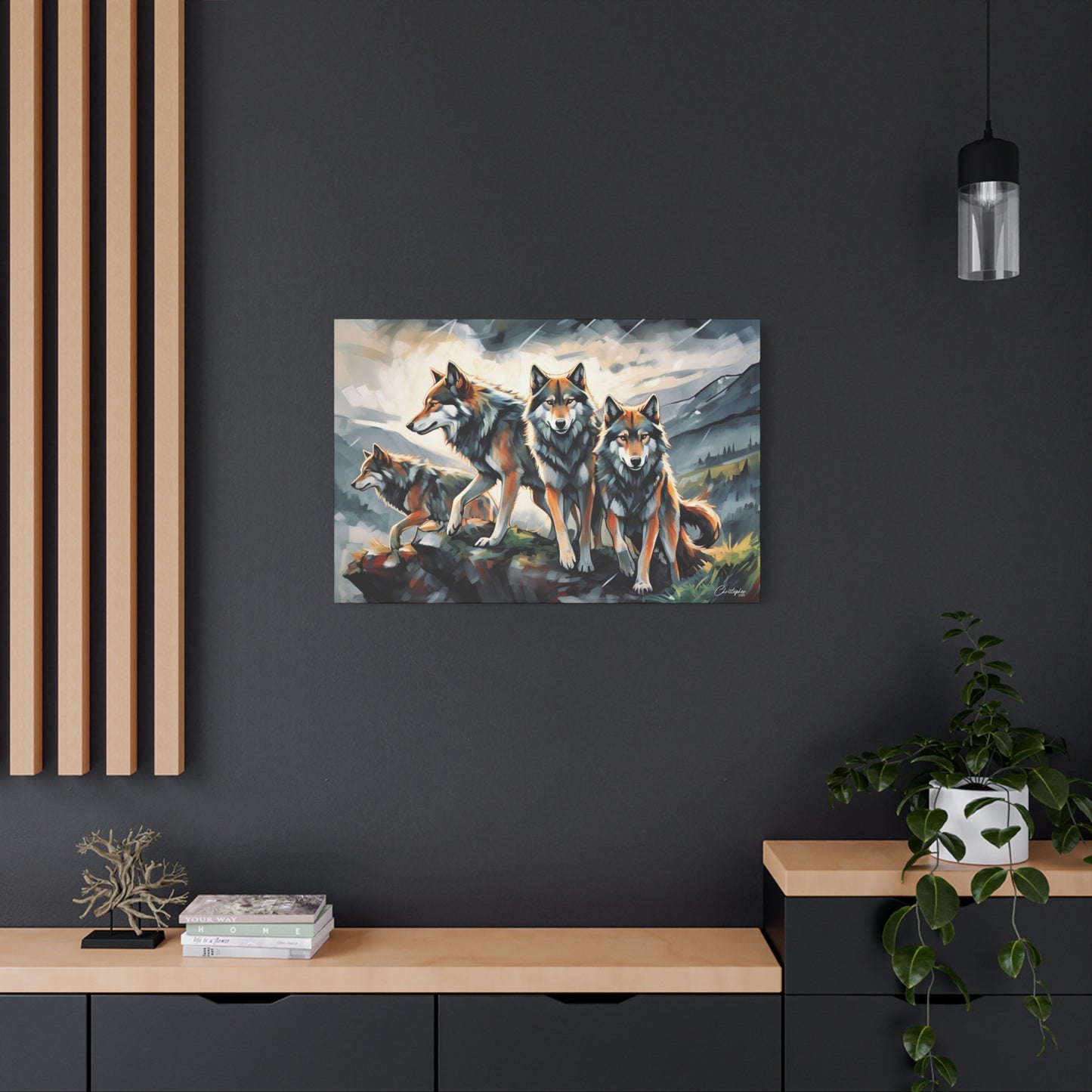 Wolf Family Matte Canvas Art, Home Decor, Animal Lovers Gift, Nature Wall Art, Wildlife Art Print, Outdoor Enthusiasts Decor