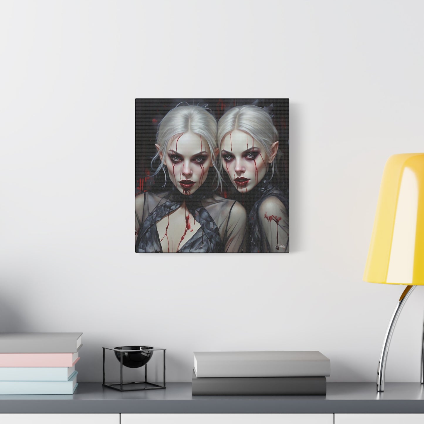 Gothic Canvas Art Print, Dark Fantasy Wall Decor, Horror Art, Halloween Home Decor, Vampire Artwork, Unique Gift for Spooky Season