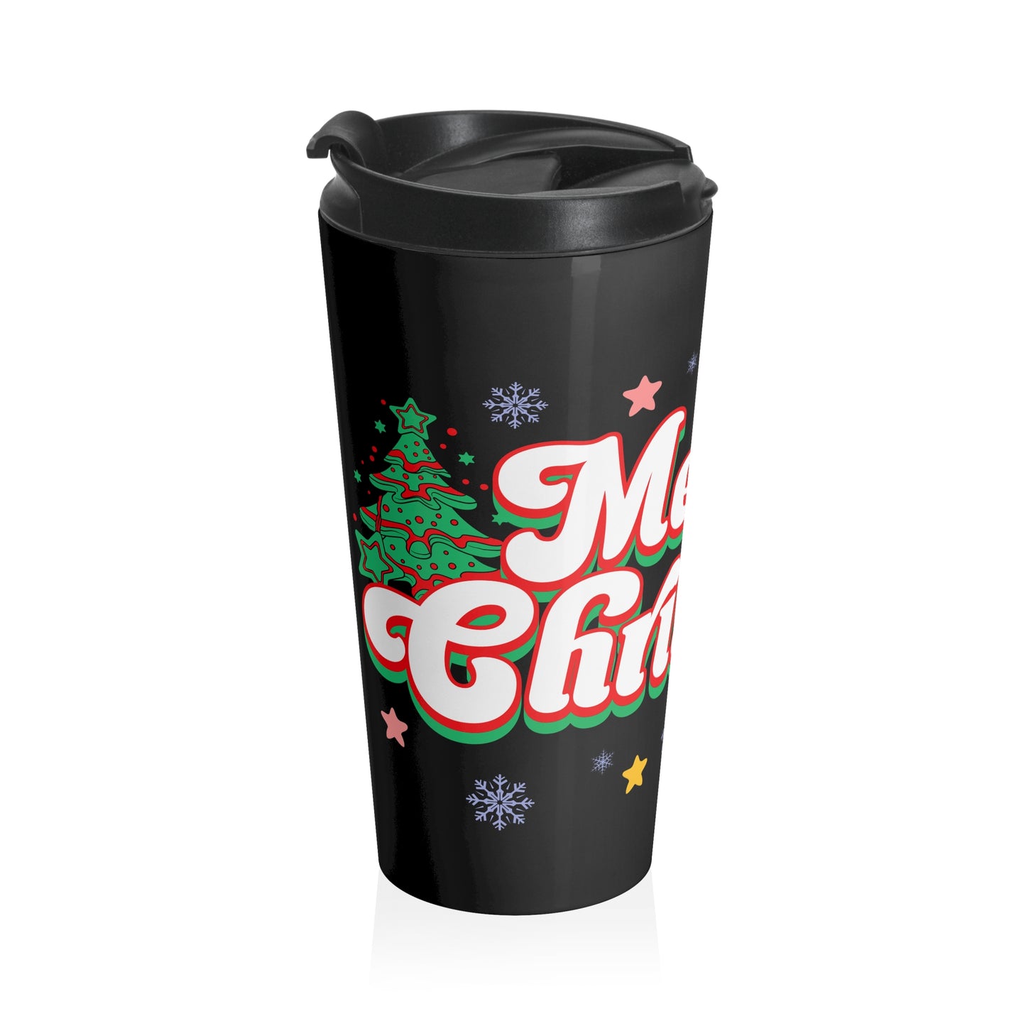 Christmas Stainless Steel Travel Mug - Merry Christmas Design