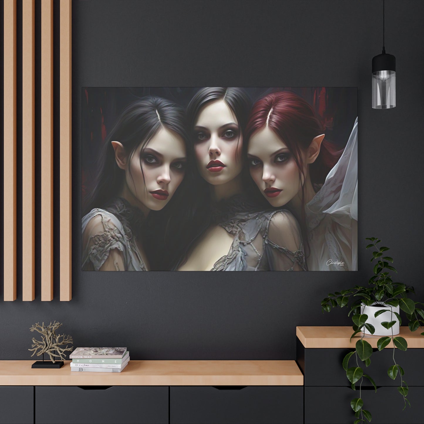 Gothic Wall Art Canvas, Fantasy Home Decor, Unique Gift for Halloween, Witchy Vibe Art, Dark Aesthetic Room Decor