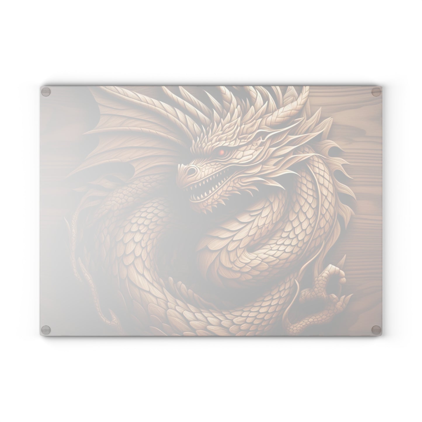 Dragon Design Glass Cutting Board, Kitchen Decor, Gift for Chefs, Fantasy Cooking Item, Unique Housewarming Present
